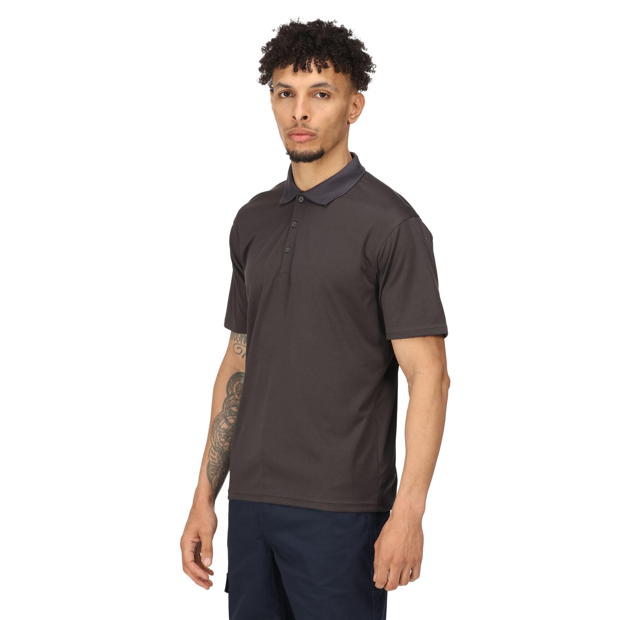 Poloshirt Feuchtigkeitsabweisend für Herren Mittelgrau 3/5