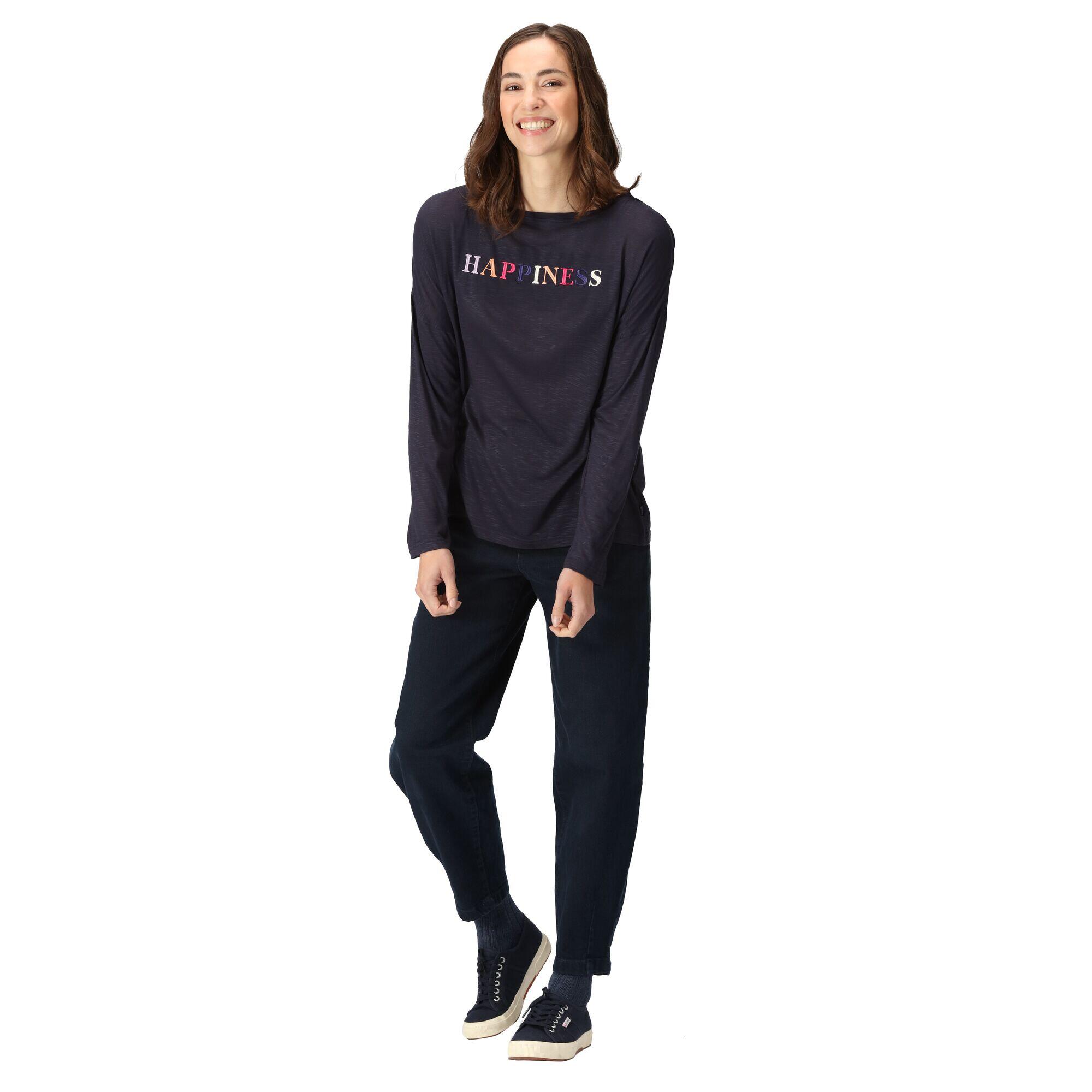 Womens/Ladies Carlene Happiness LongSleeved TShirt (Navy) 4/5