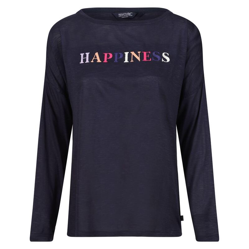 "Carlene Happiness" TShirt für Langärmlig Damen Marineblau