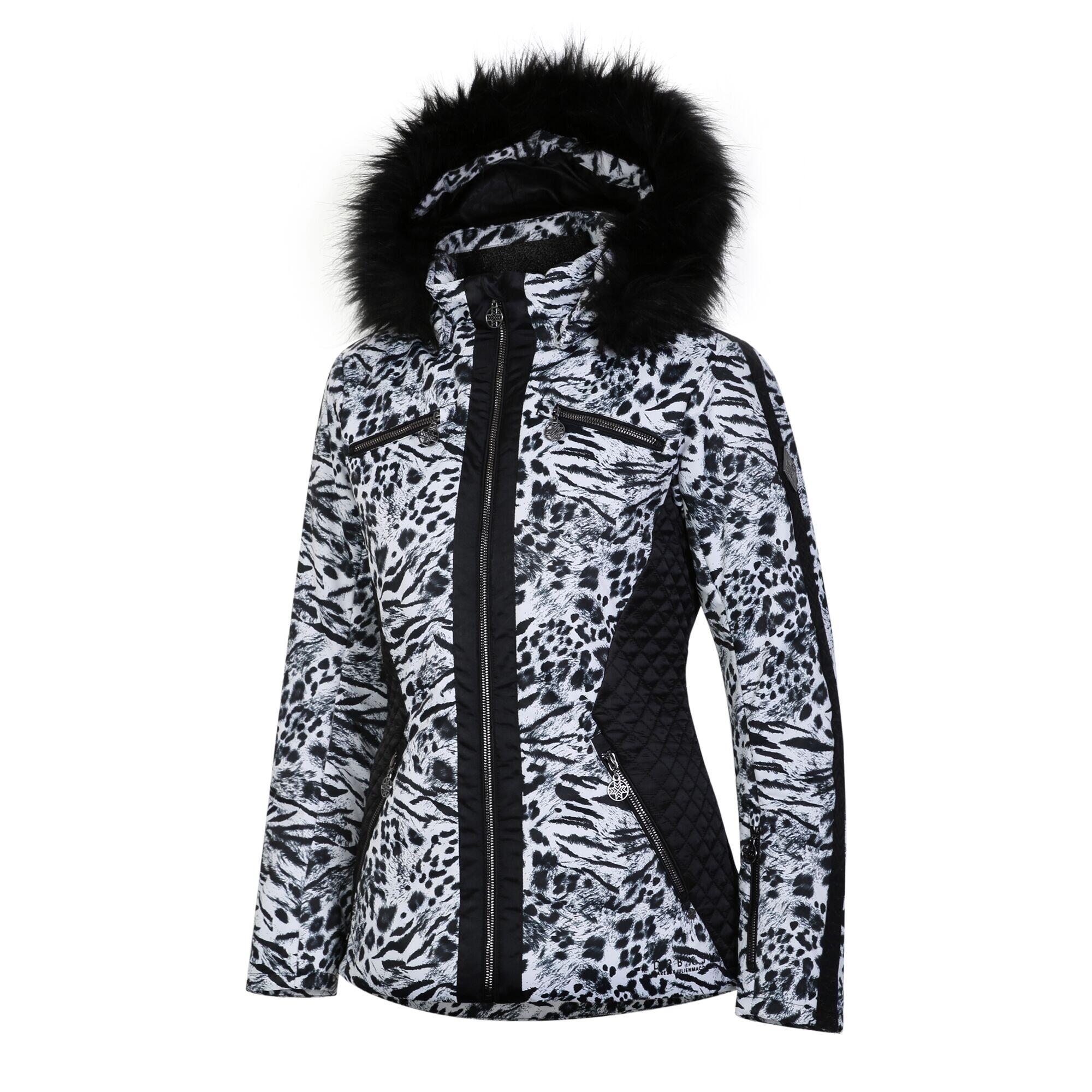 Womens/Ladies Julien Macdonald Mastery Animal Print Ski Jacket (White/Black) 3/5