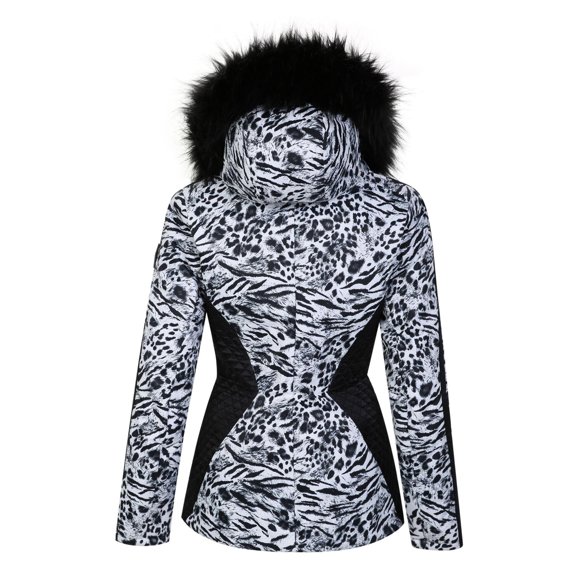 Womens/Ladies Julien Macdonald Mastery Animal Print Ski Jacket (White/Black) 2/5