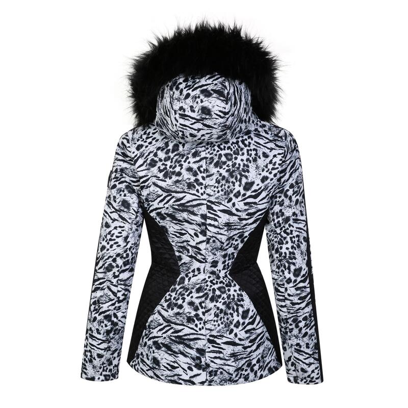 Mulheres/Ladias Julien Macdonald Mastery Animal Print Ski Jacket Branco / Preto