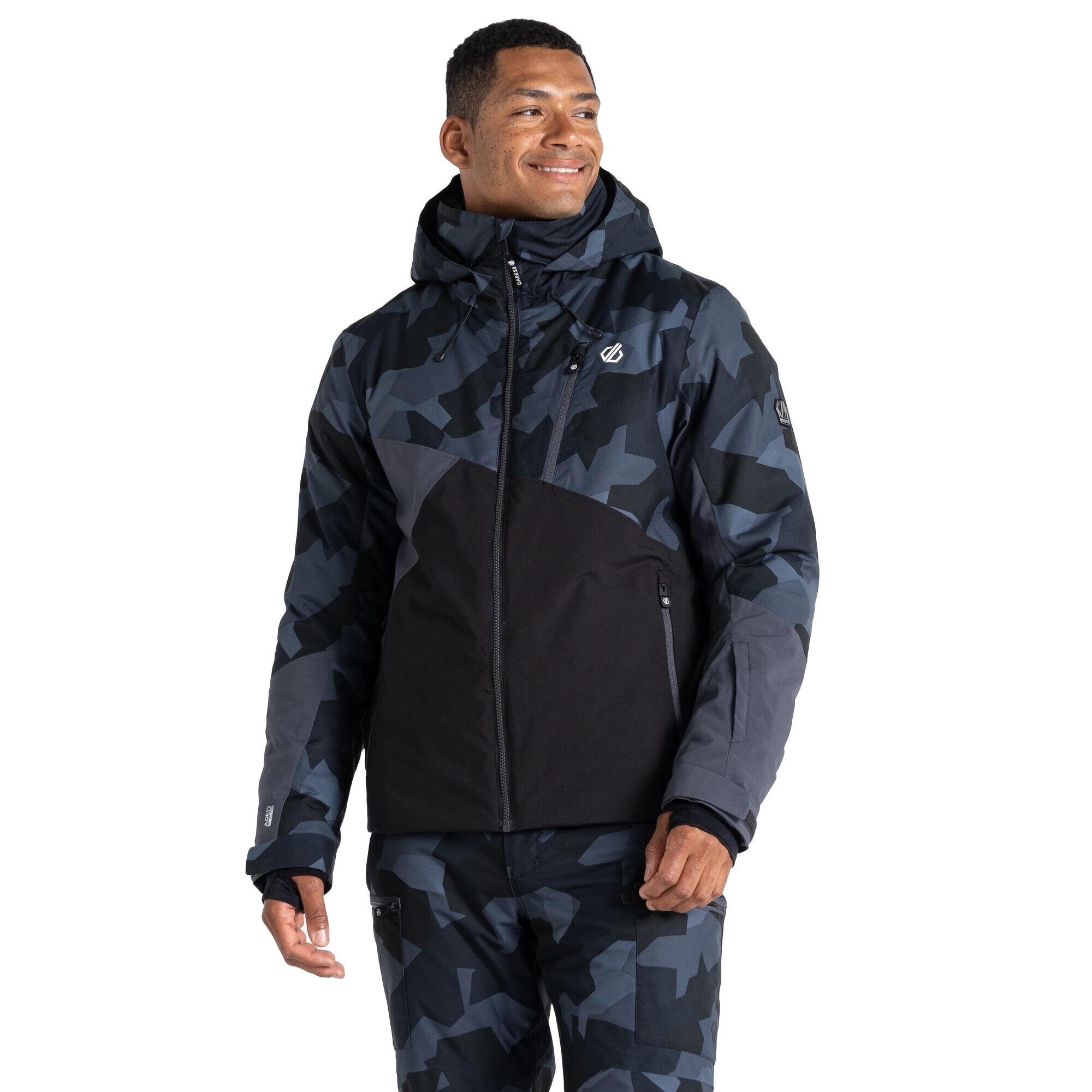 Mens Baseplate Geometric Ski Jacket (Ebony/Black) 4/5