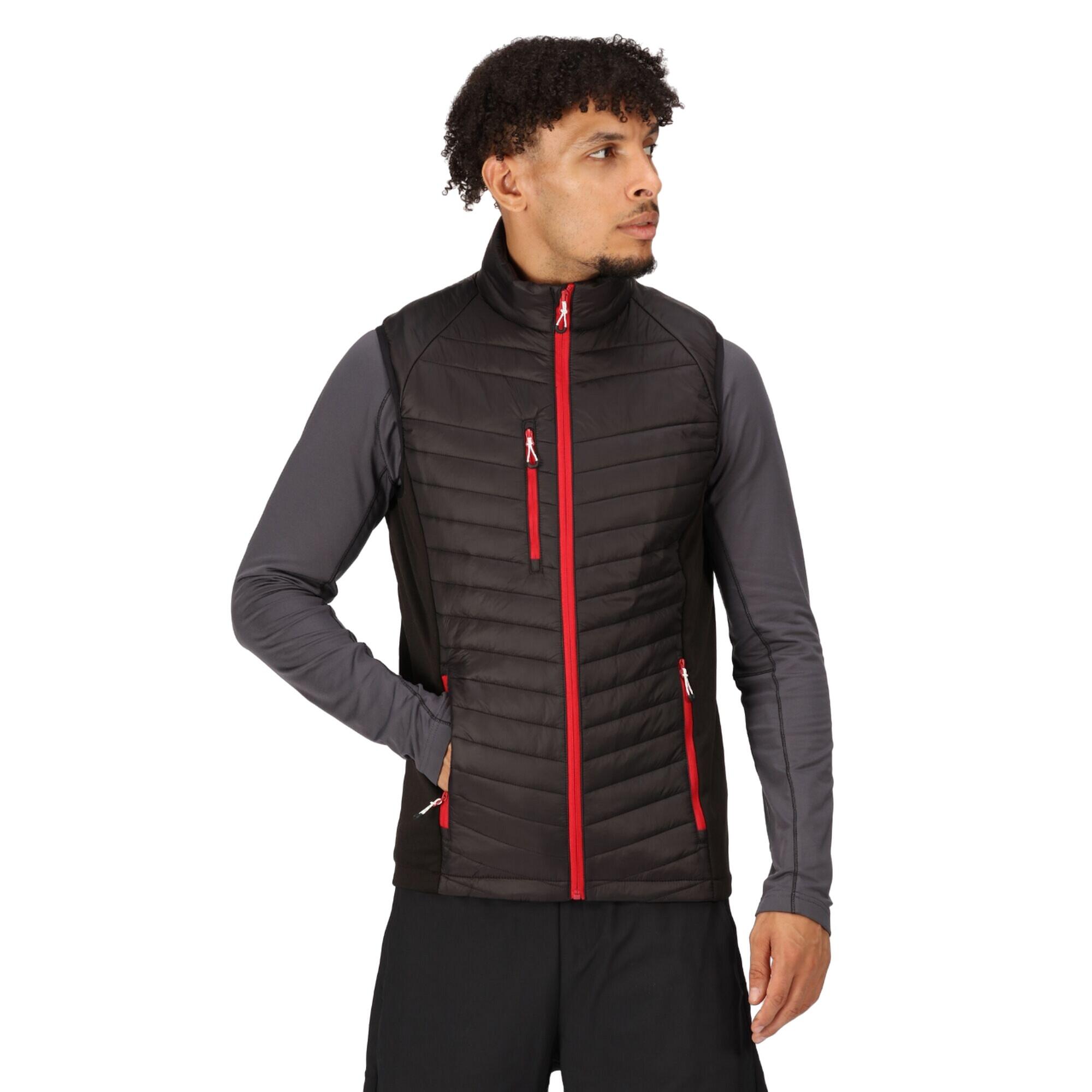 Mens Navigate Quilted Hybrid Gilet (Black/Classic Red) 3/5