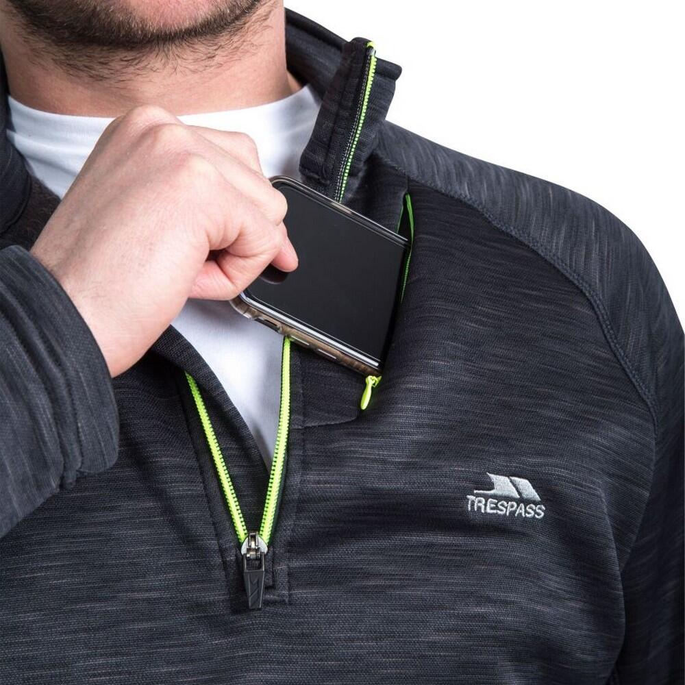 Maglia In Pile Con Cerniera Sul Collo Uomo Trespass Collins Nero Screziato 3/5
