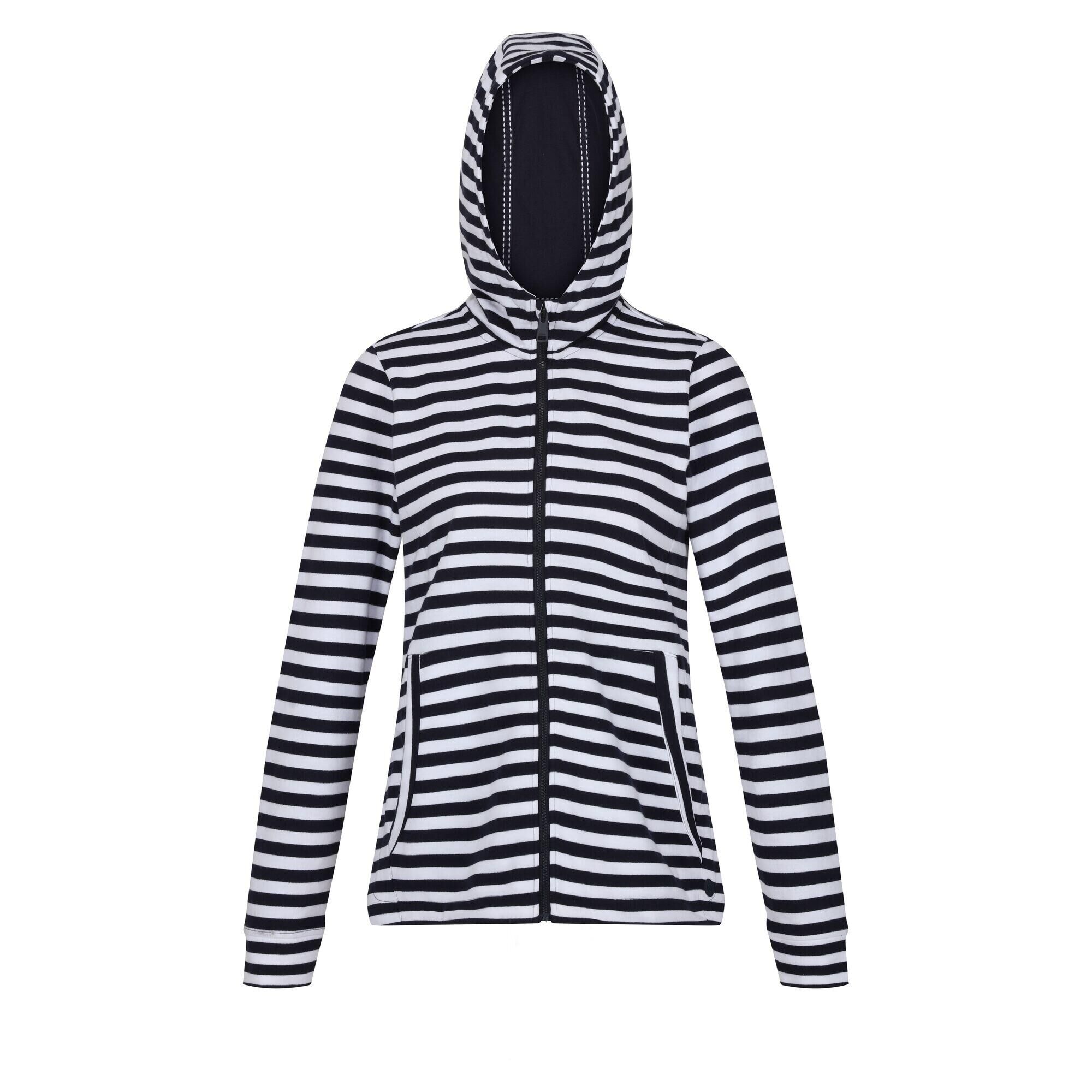 REGATTA Womens/Ladies Bayla Contrast Striped Full Zip Hoodie (Navy/White)