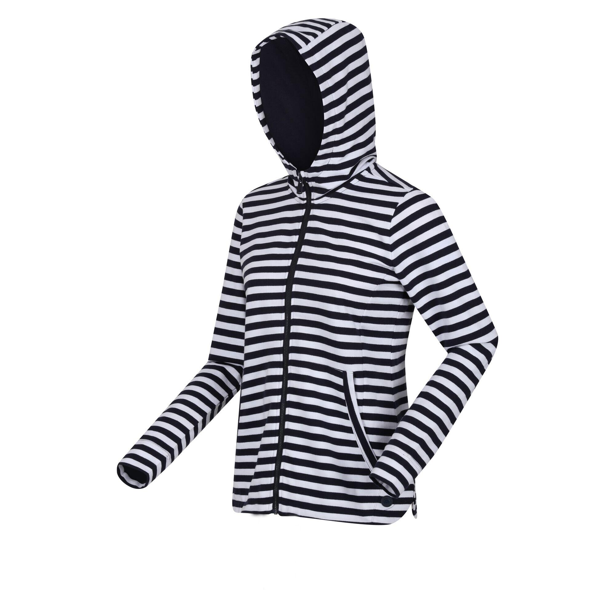 Womens/Ladies Bayla Contrast Striped Full Zip Hoodie (Navy/White) 3/5