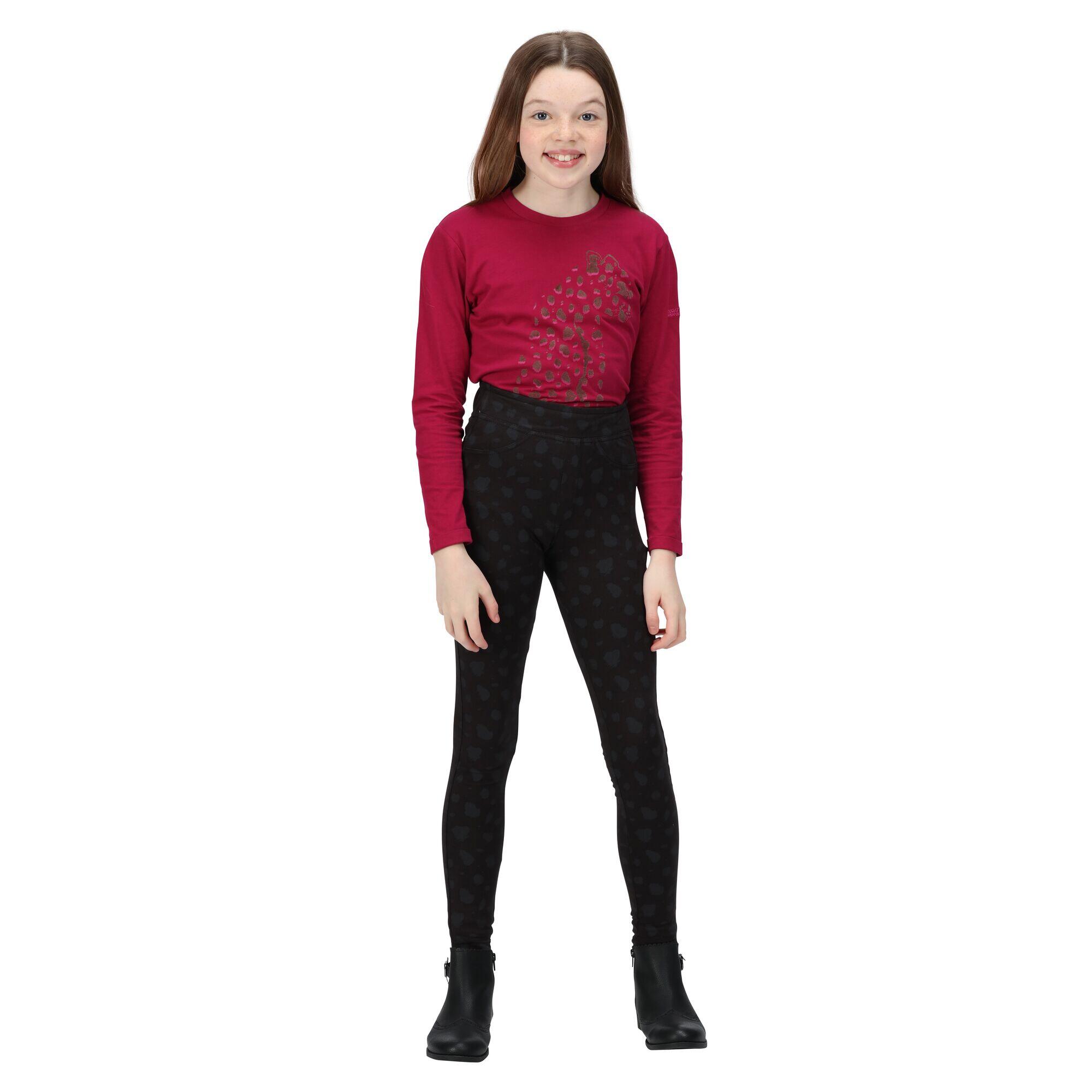 Childrens Kids Abbeline Smudge Jeggings Black REGATTA Decathlon