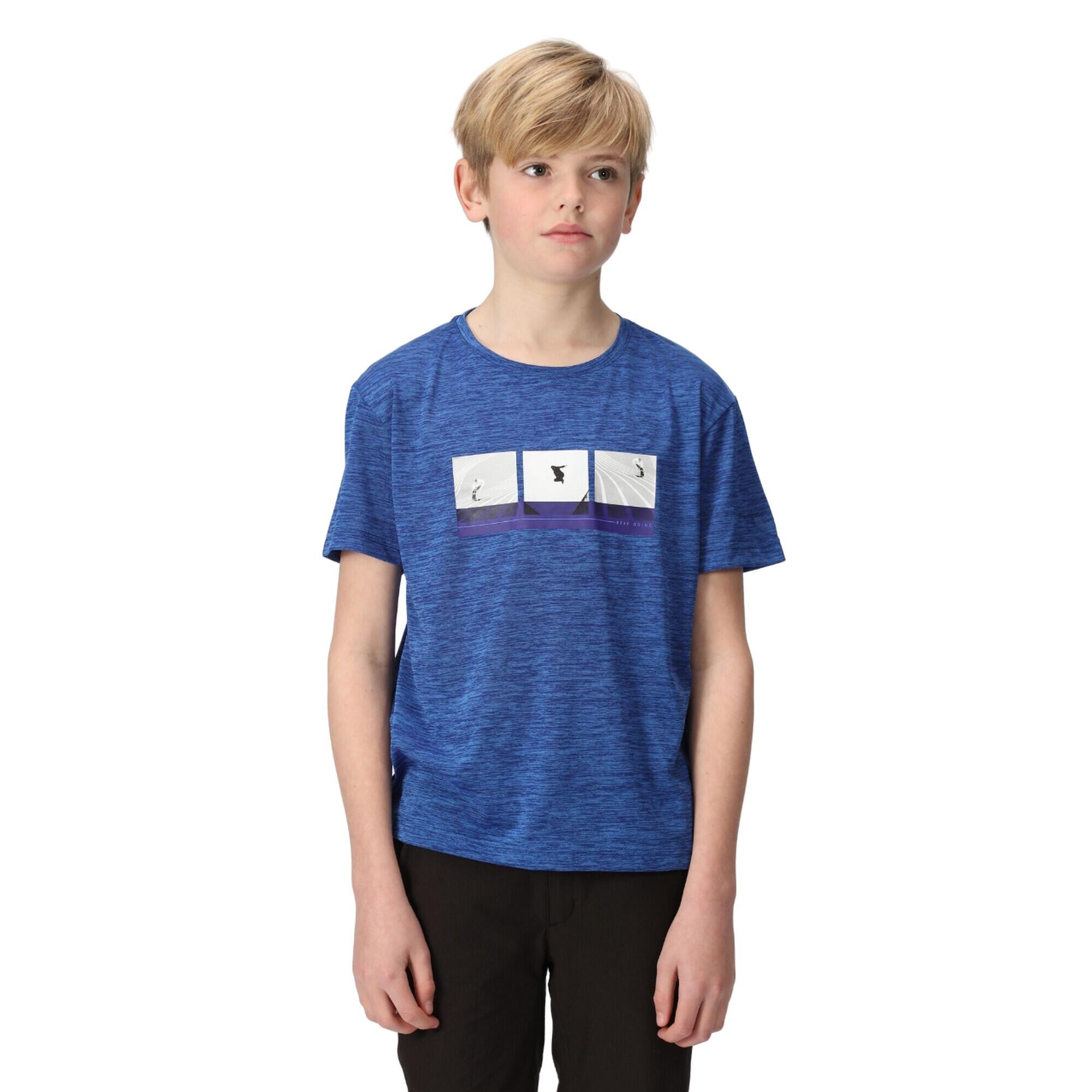 Childrens/Kids Findley Graphic Print Marl TShirt (Strong Blue) 4/5