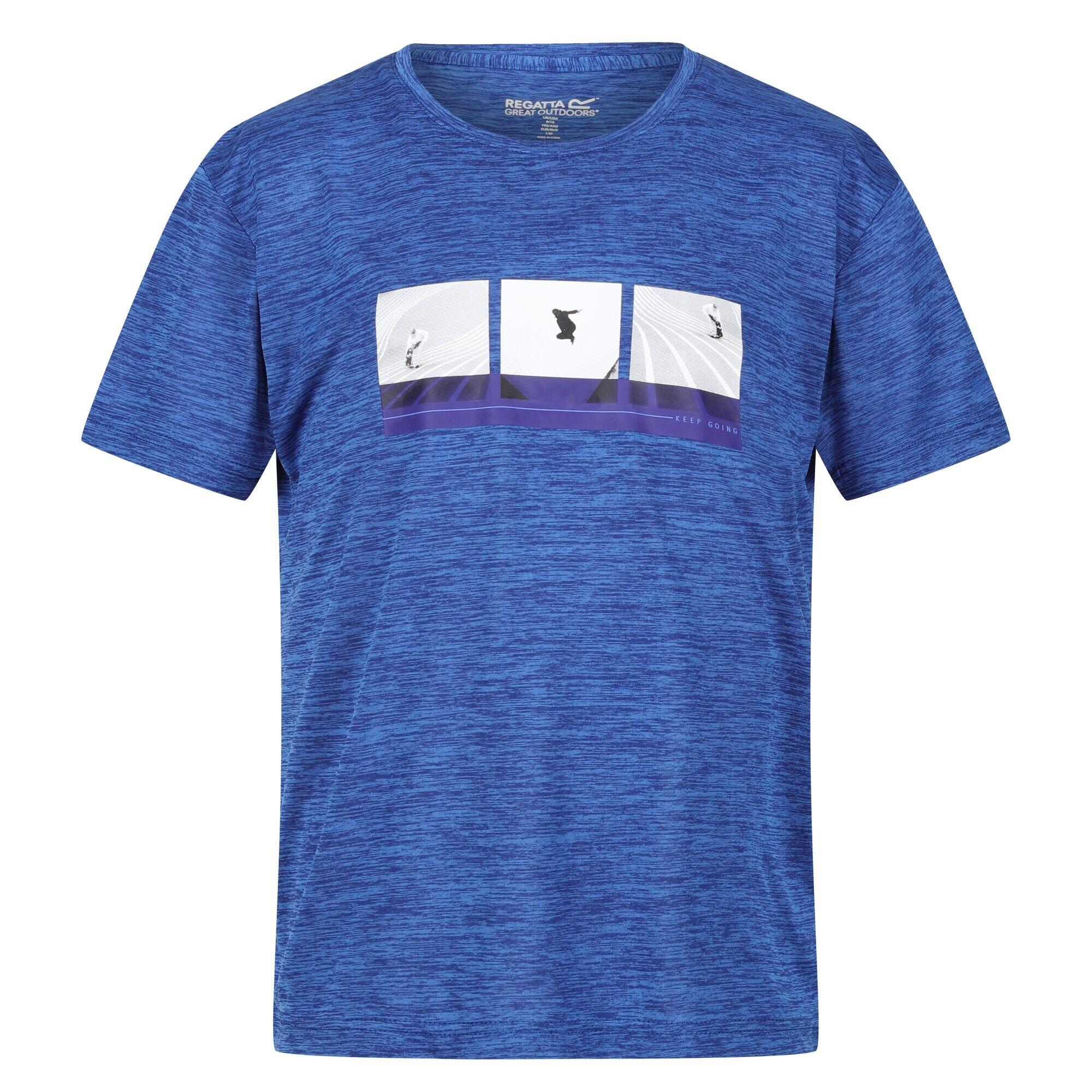 Childrens/Kids Findley Graphic Print Marl TShirt (Strong Blue) 1/5