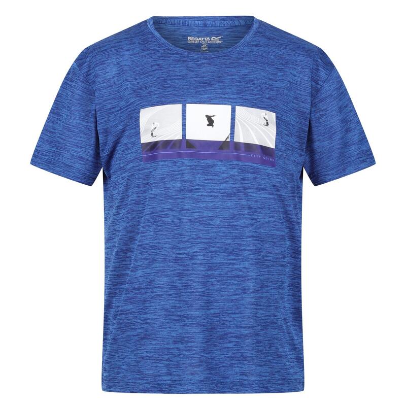 Camiseta Findley Diseño Impreso de Jaspeada para Niños/Niñas Azul Fuerte