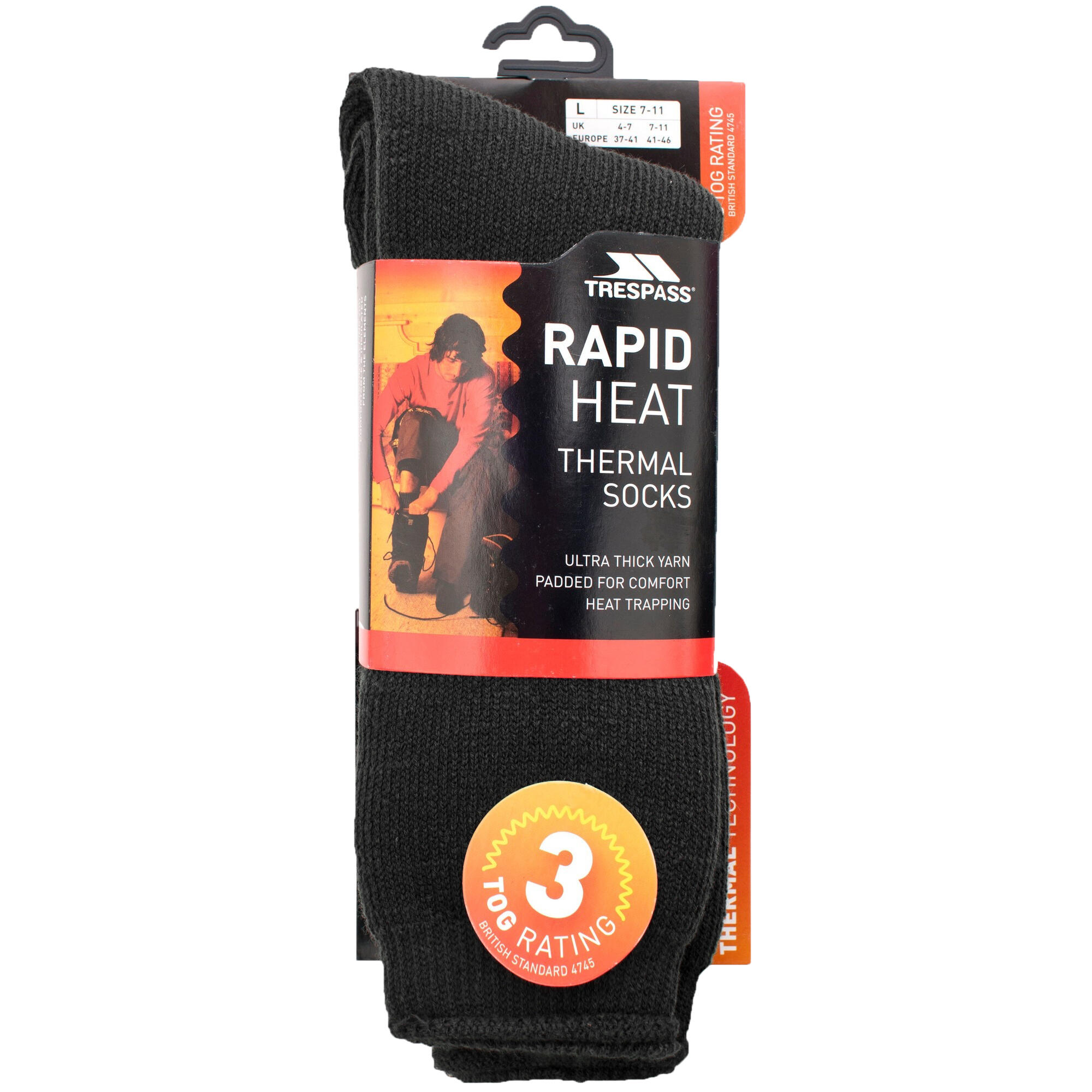 Togged Chaussettes De Ski Thermiques Homme (Noir) 3/4