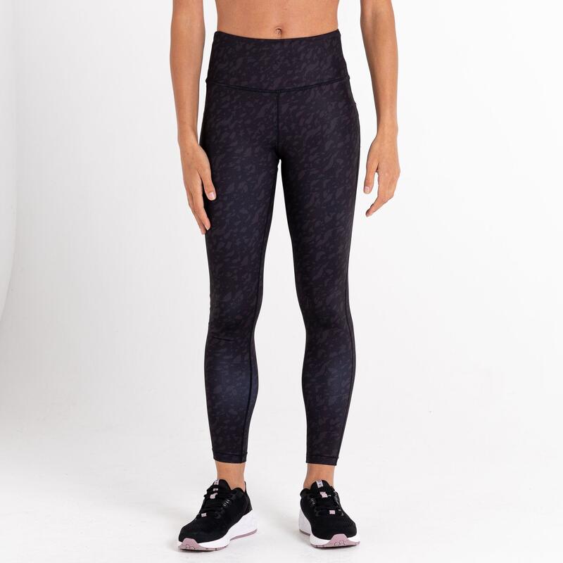 Leggings Influential Diseño Flujo de Hojas para Mujer Negro