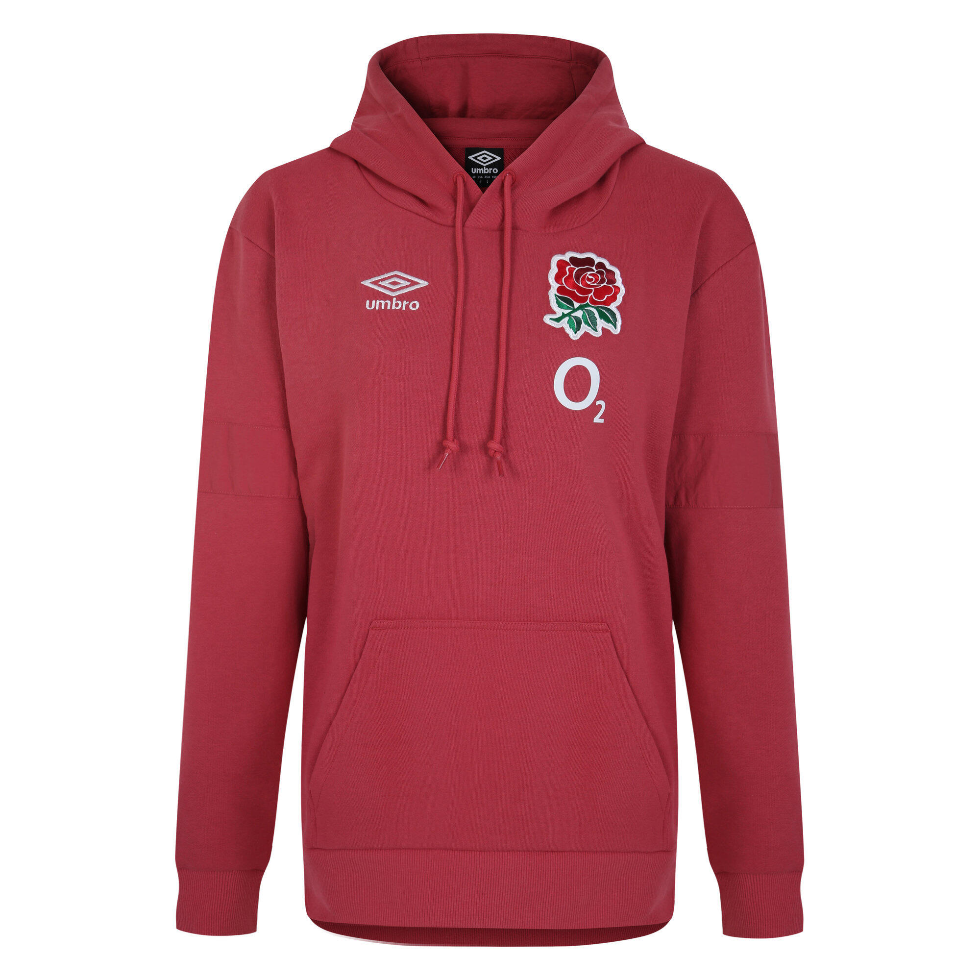 Womens/Ladies 23/24 England Rugby Fleece Hoodie (Red Earth) 1/4