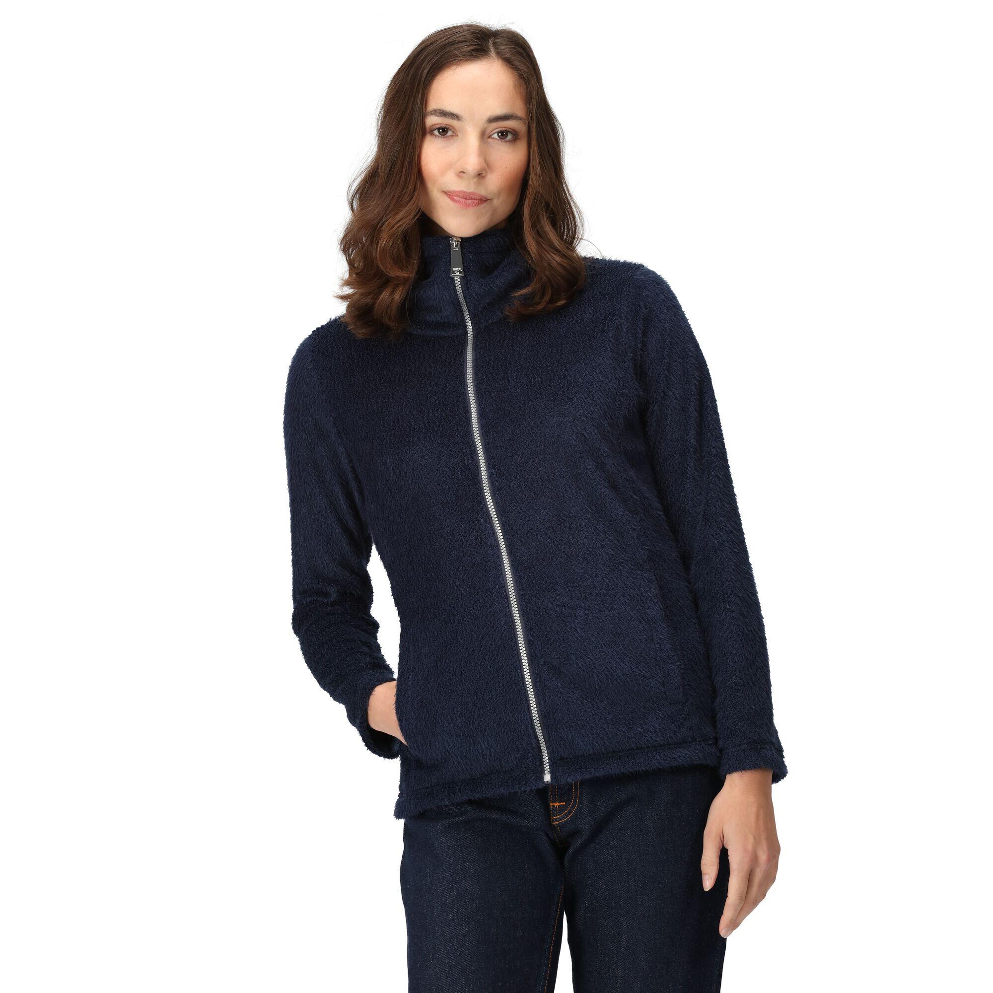 Womens/Ladies Heloise Eyelash Fleece Full Zip Fleece Jacket (Navy) 3/5