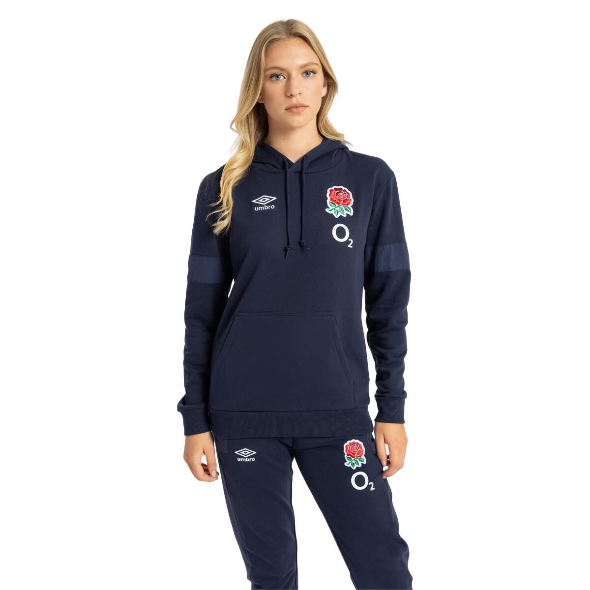 Womens/Ladies 23/24 England Rugby Fleece Hoodie (Navy Blazer) 3/4