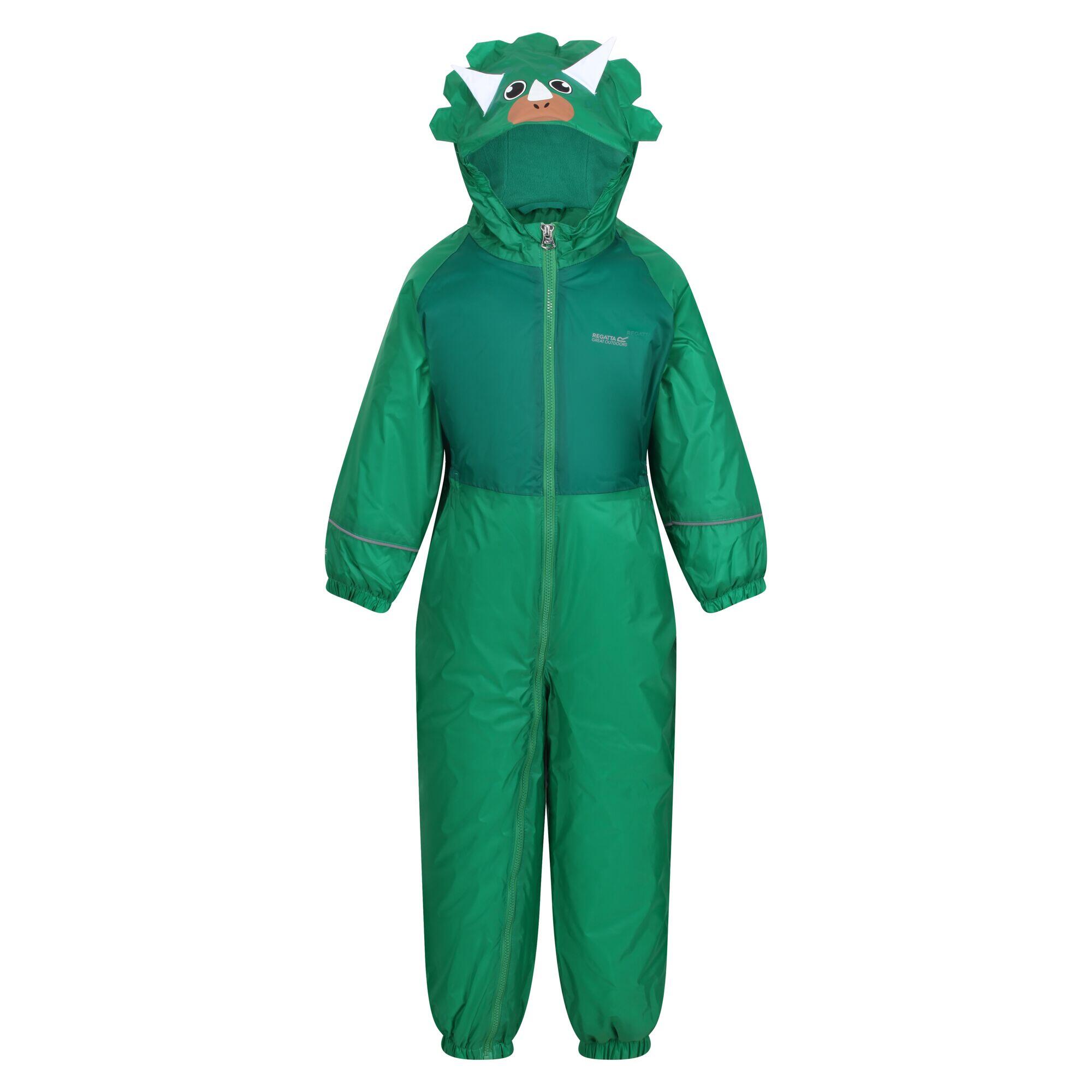 REGATTA Childrens/Kids Mudplay III Dinosaur Waterproof Puddle Suit (Jellybean Green)