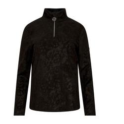 Dames Half Zip Fleece Top met lange mouwen (Zwart)