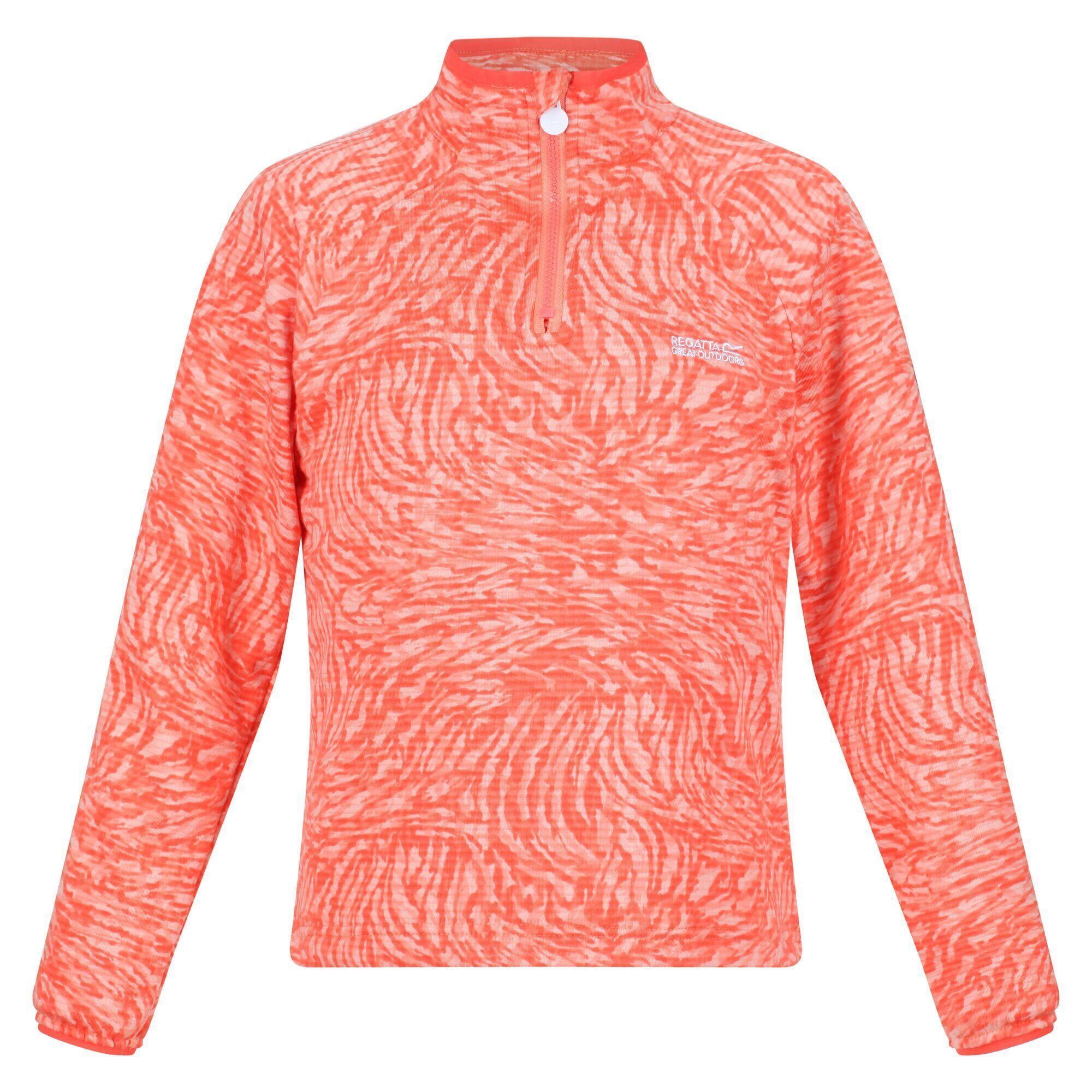 REGATTA Childrens/Kids Highton Animal Print Half Zip Fleece Top (Fusion Coral)