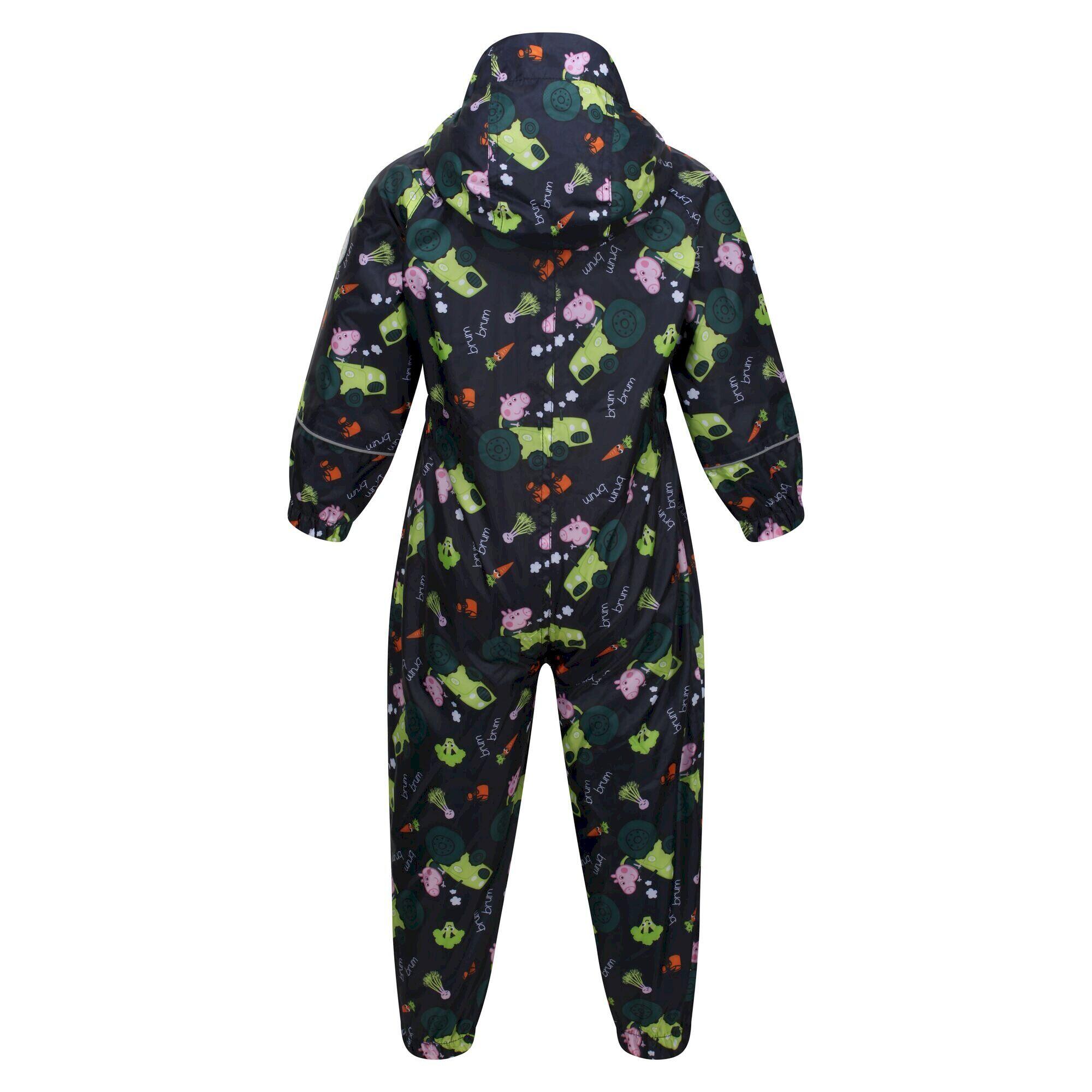 Childrens/Kids Pobble Peppa Pig Tractor Waterproof Puddle Suit (Navy) 2/5