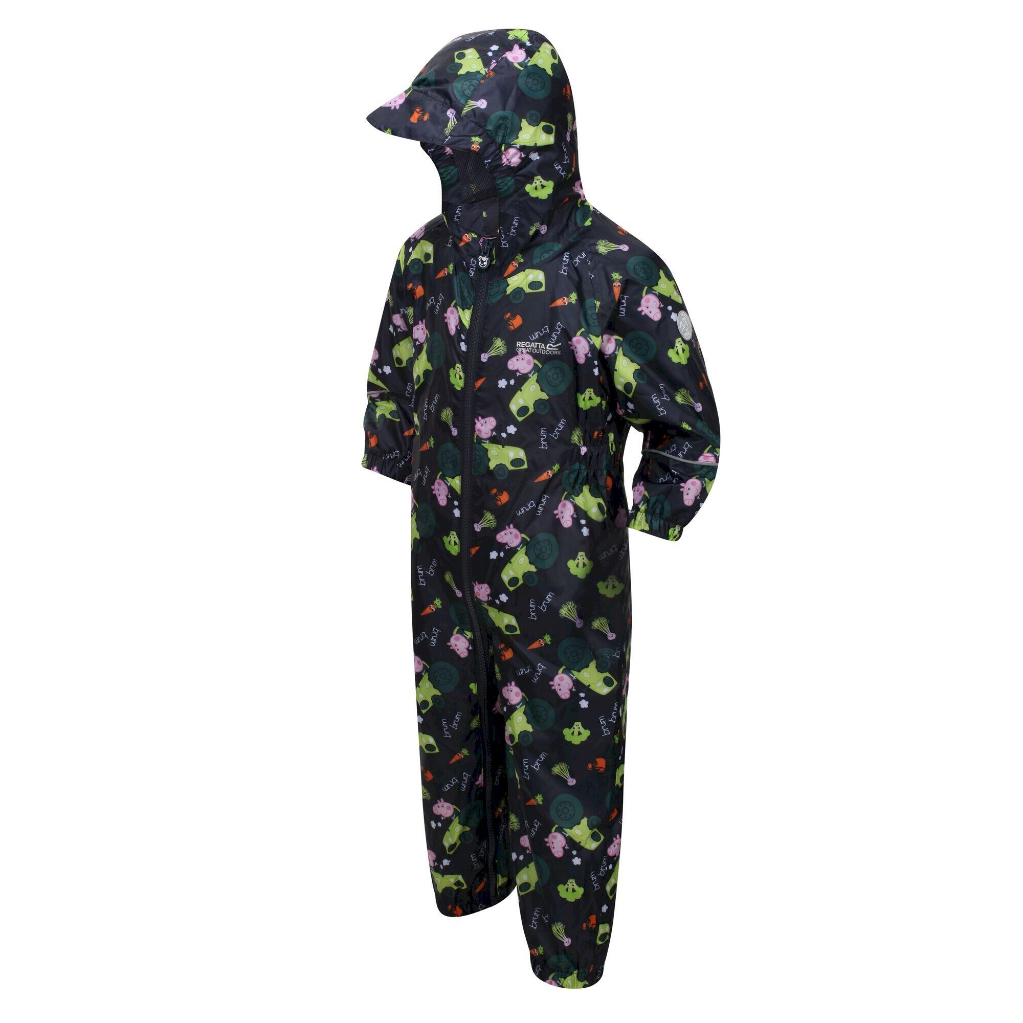 Childrens/Kids Pobble Peppa Pig Tractor Waterproof Puddle Suit (Navy) 4/5