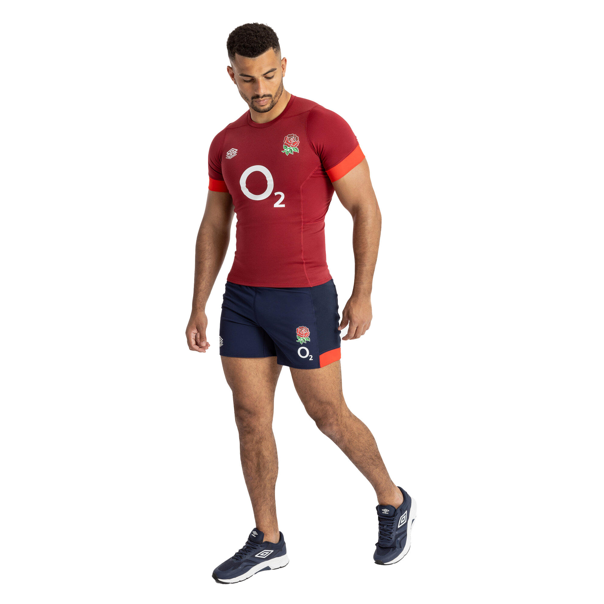 Mens 23/24 England Rugby Training Shorts (Navy Blazer/Flame Scarlet) 4/4