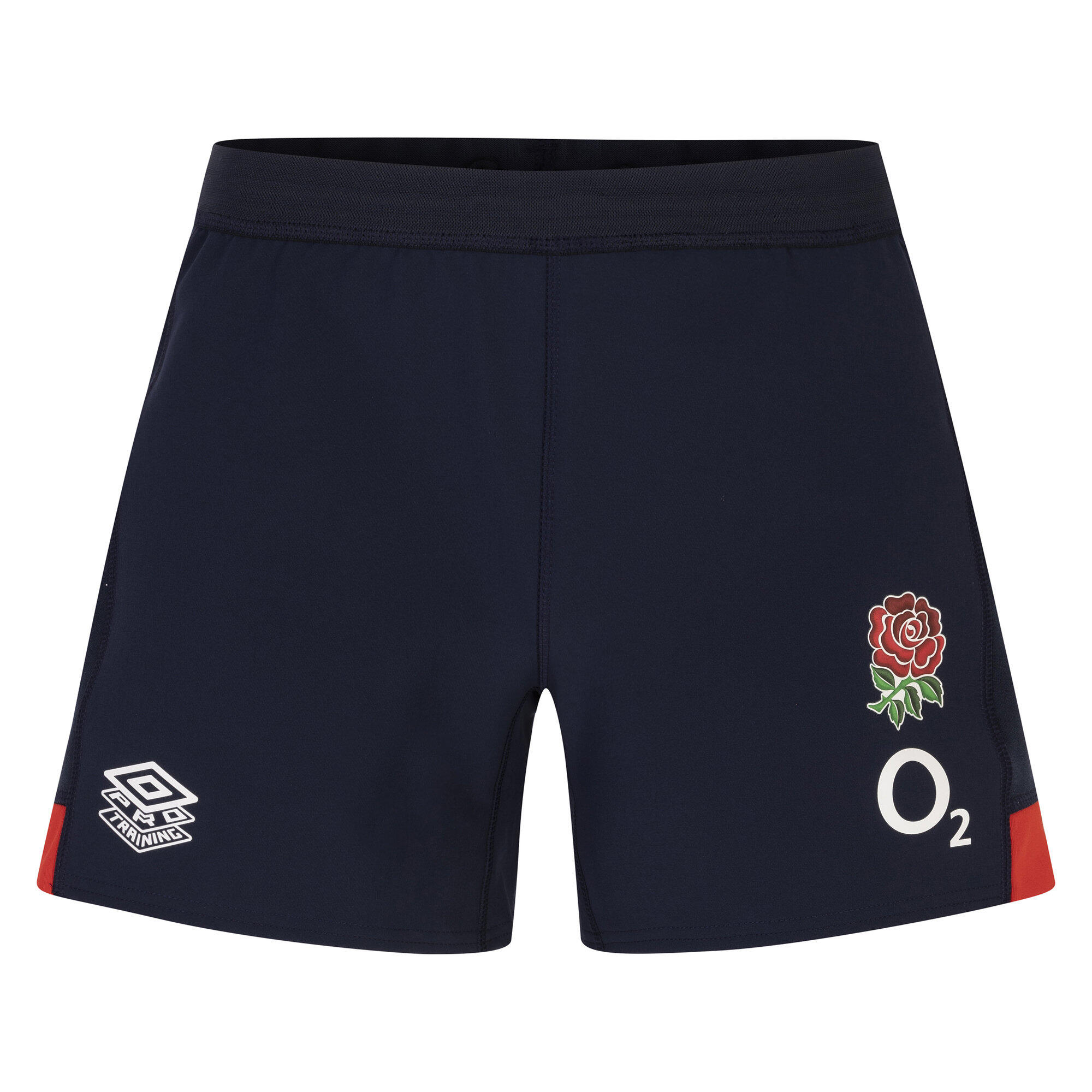 Mens 23/24 England Rugby Training Shorts (Navy Blazer/Flame Scarlet) 1/4