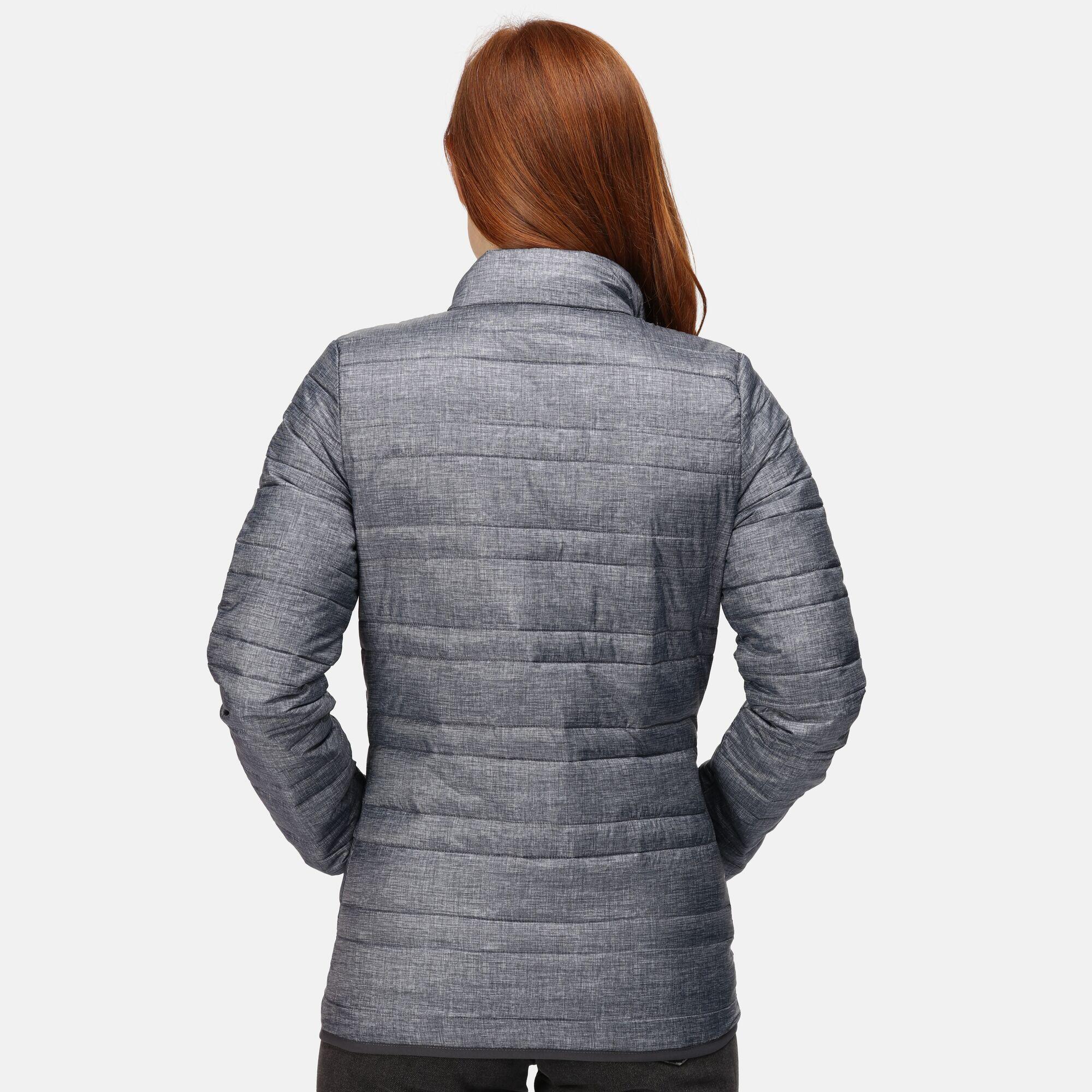 Womens/Ladies Firedown Baffled Quilted Jacket (Grey Marl/Black) 3/5