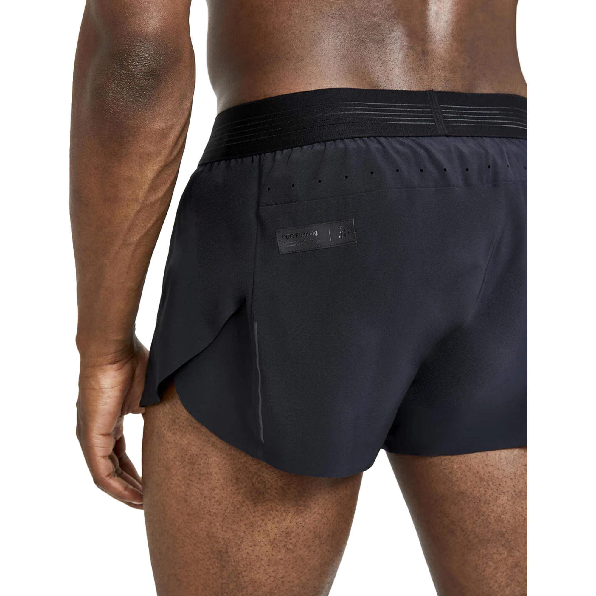 Mens Pro Hypervent Split Hem Shorts (Black) 2/3