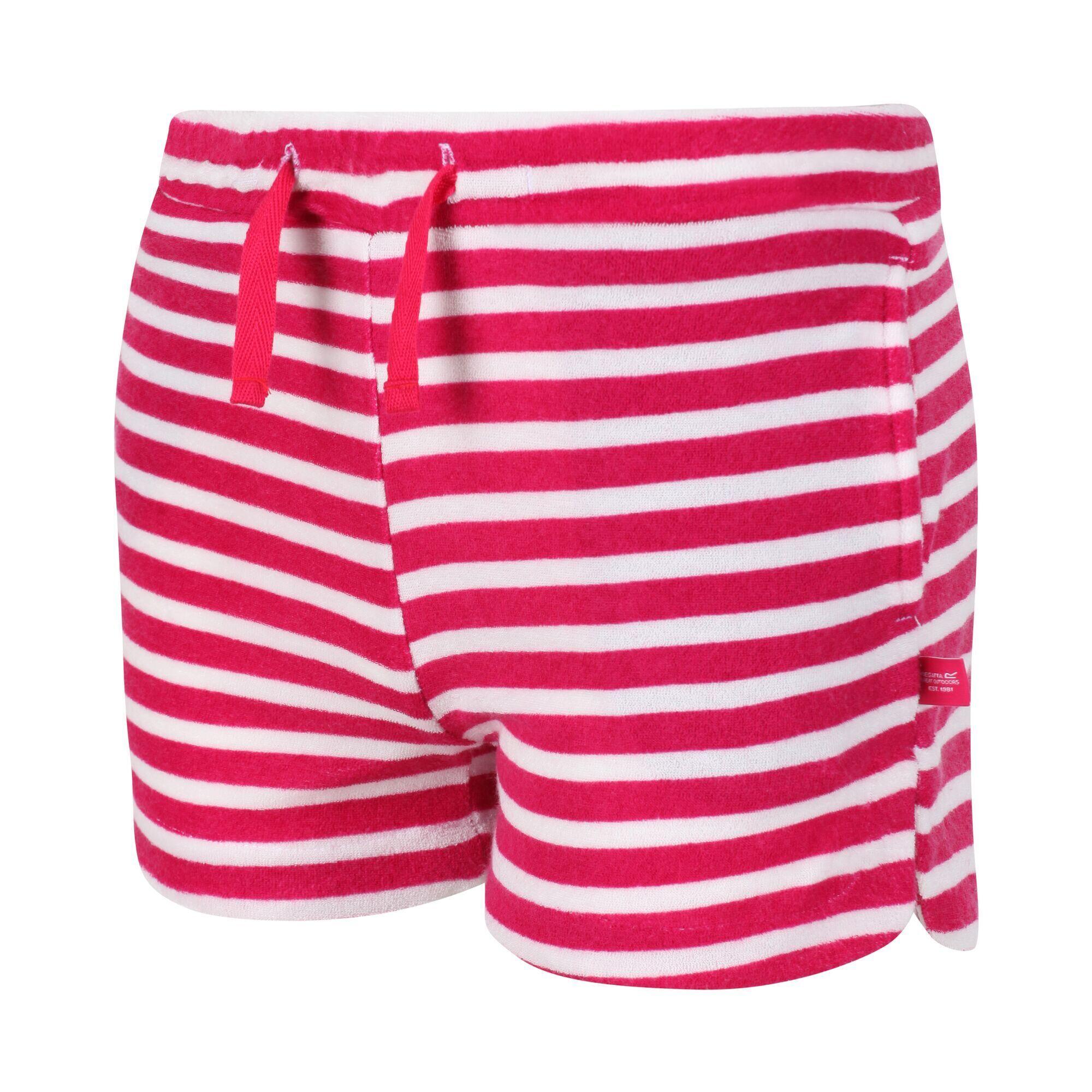 Childrens/Kids Dayana Towelling Stripe Casual Shorts (Pink Fusion/White) 4/5