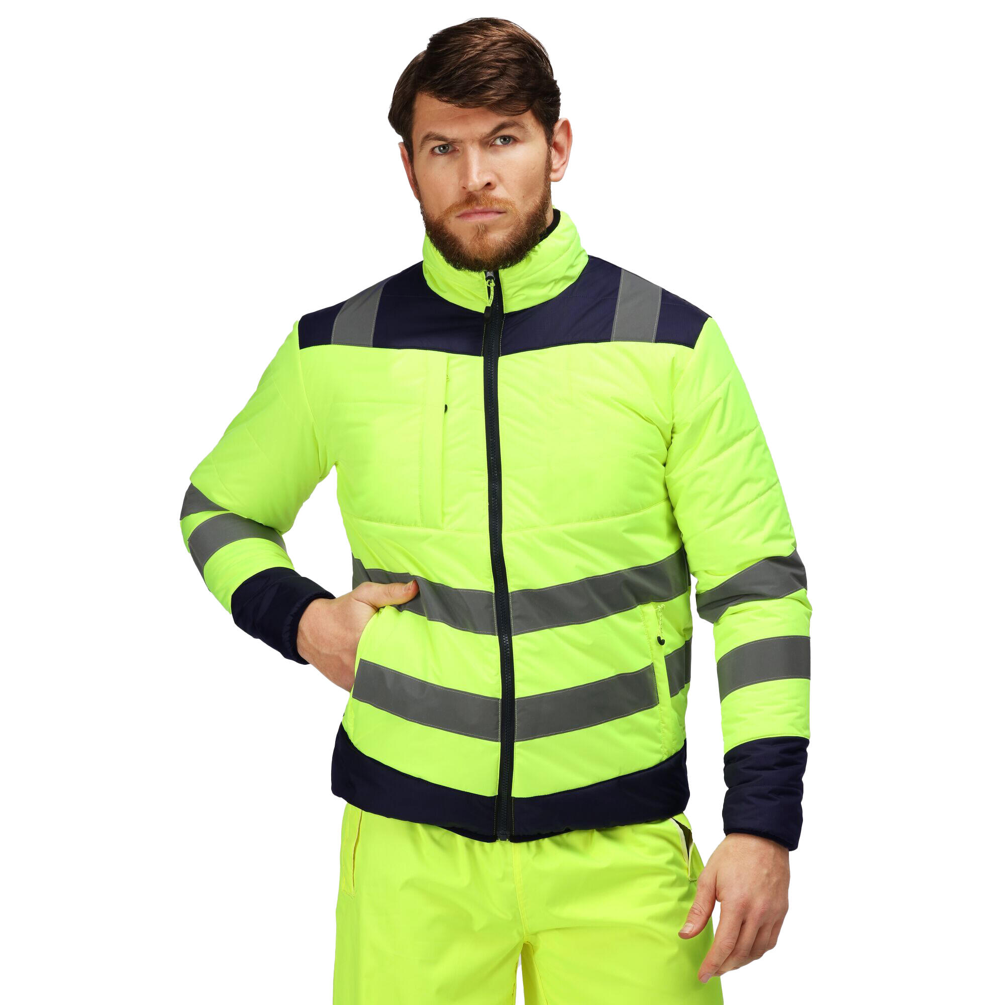 Mens Baffled HiVis Thermal Top (Yellow/Navy) 1/5