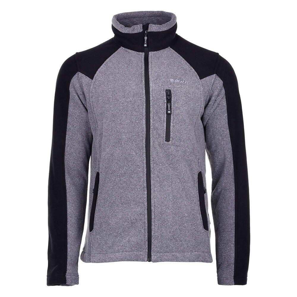 HI-TEC Mens Monar Full Zip Fleece Jacket (Ebony Melange/Black)