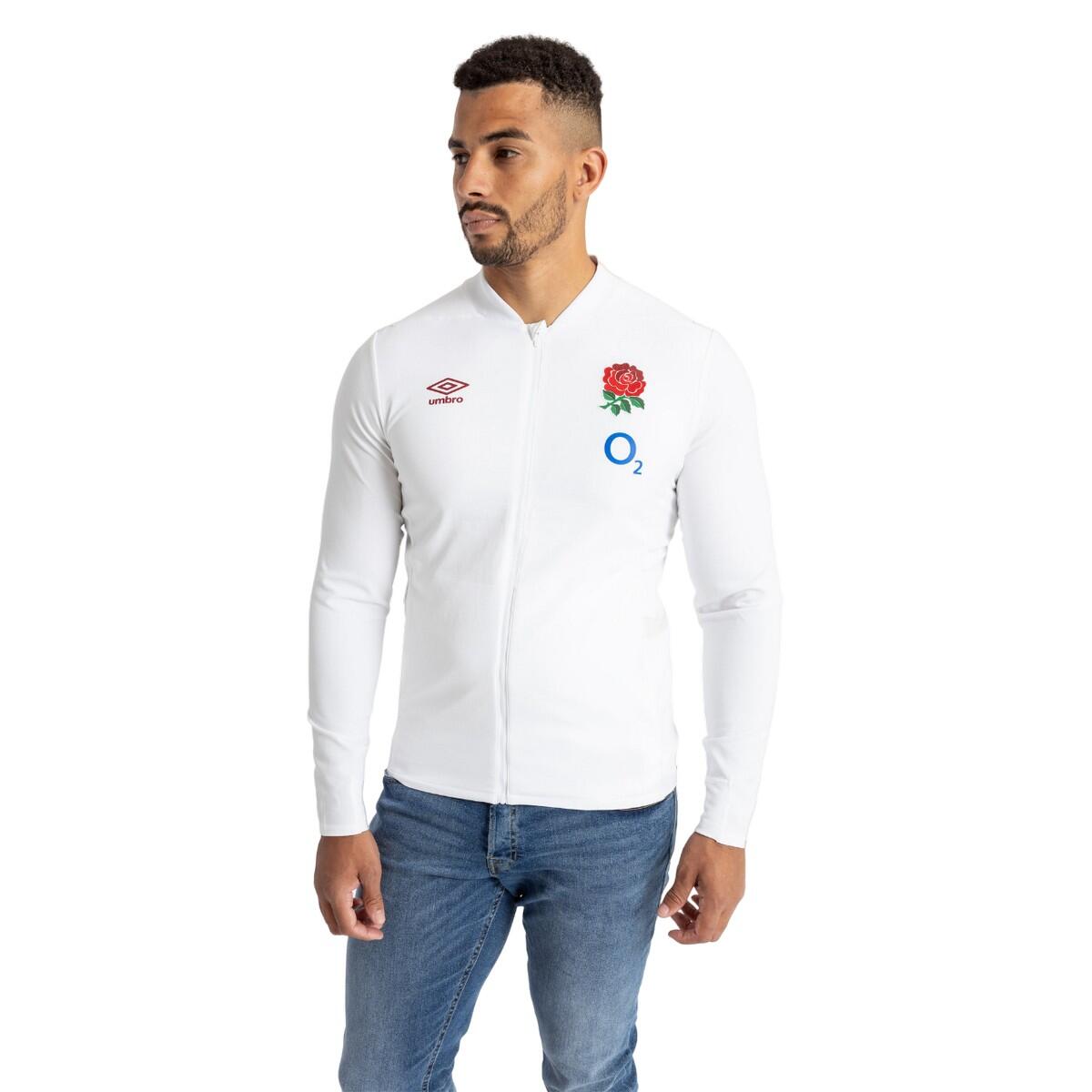 Mens 23/24 England Rugby Anthem Jacket (Brilliant White/Foggy Dew) 3/4