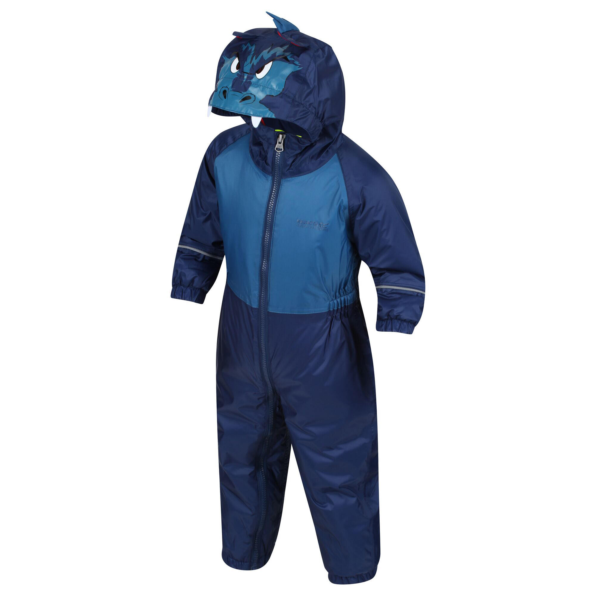 REGATTA Childrens/Kids Mudplay III Hooded Rainsuit (Nautical Blue)