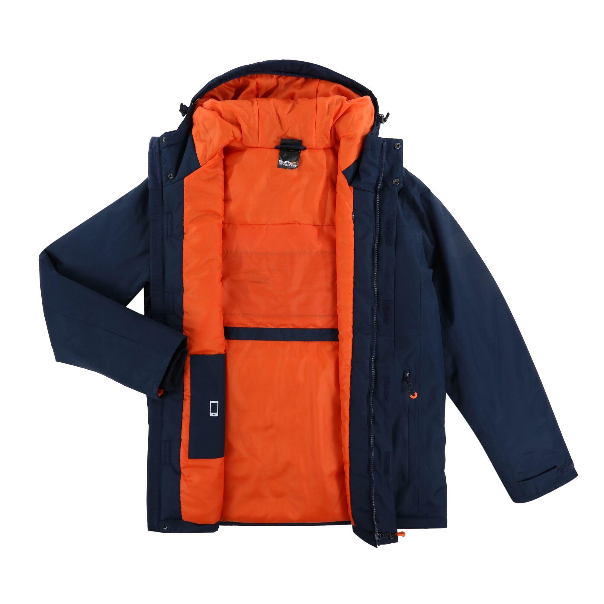 Waterdichte jas voor heren (Marine / Magma Oranje) 3/5