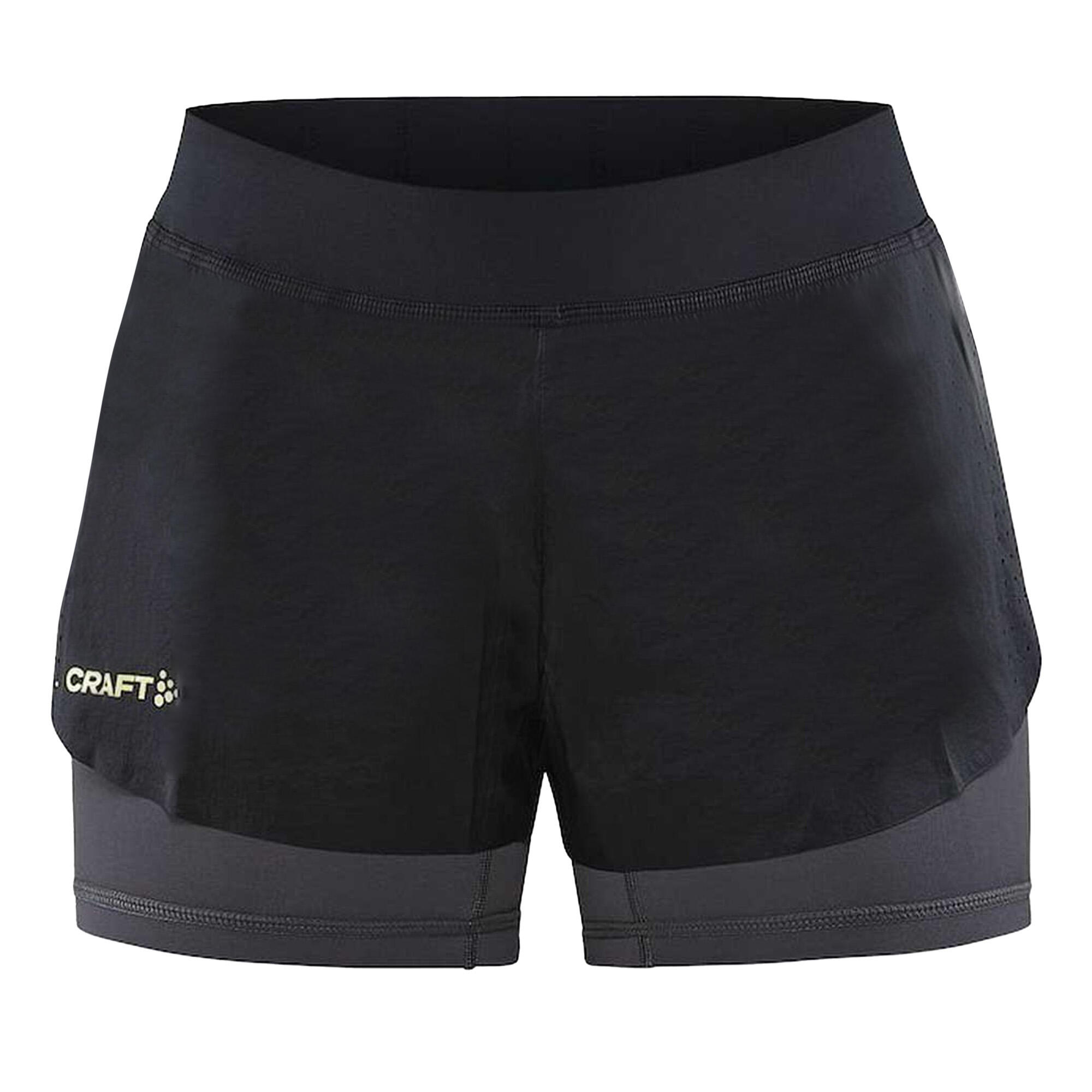 Womens/Ladies CTM Distance 2 in 1 Shorts (Black/Granite) 1/3