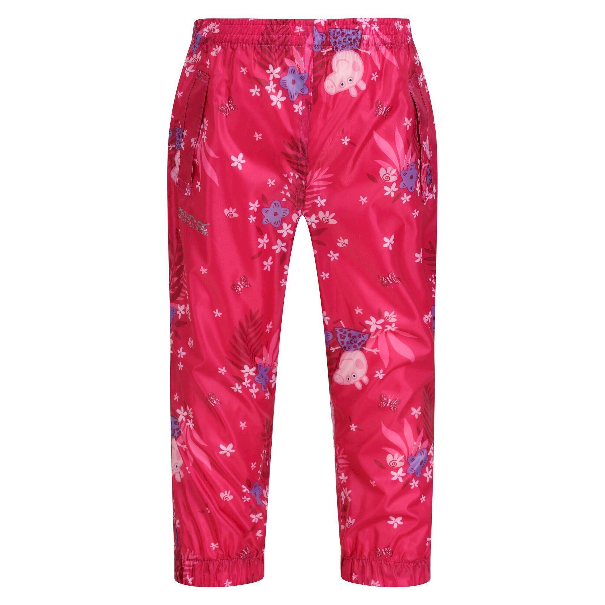 REGATTA Childrens/Kids Pack It Floral Peppa Pig Waterproof Over Trousers (Pink Fusion)