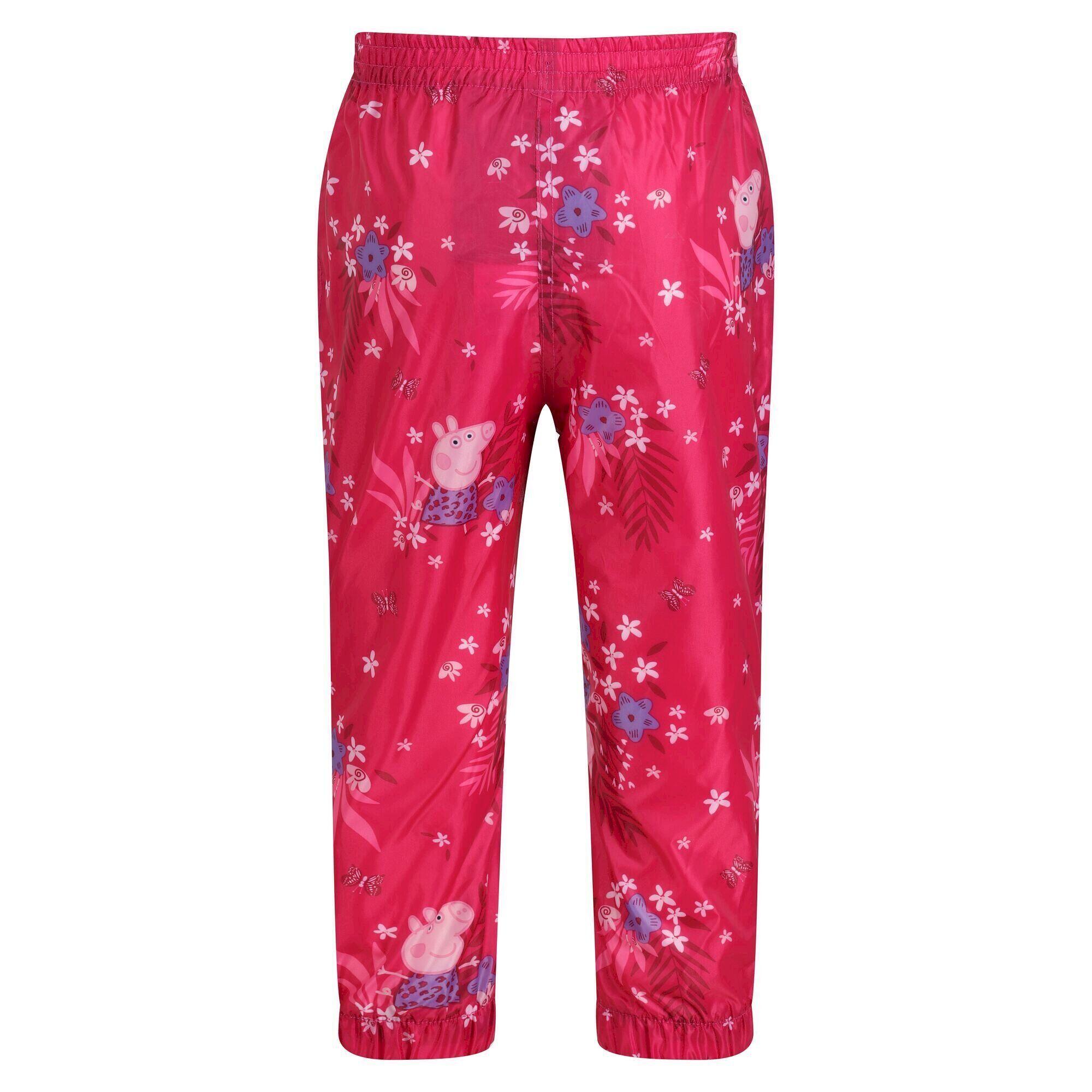 Childrens/Kids Pack It Floral Peppa Pig Waterproof Over Trousers (Pink Fusion) 2/5