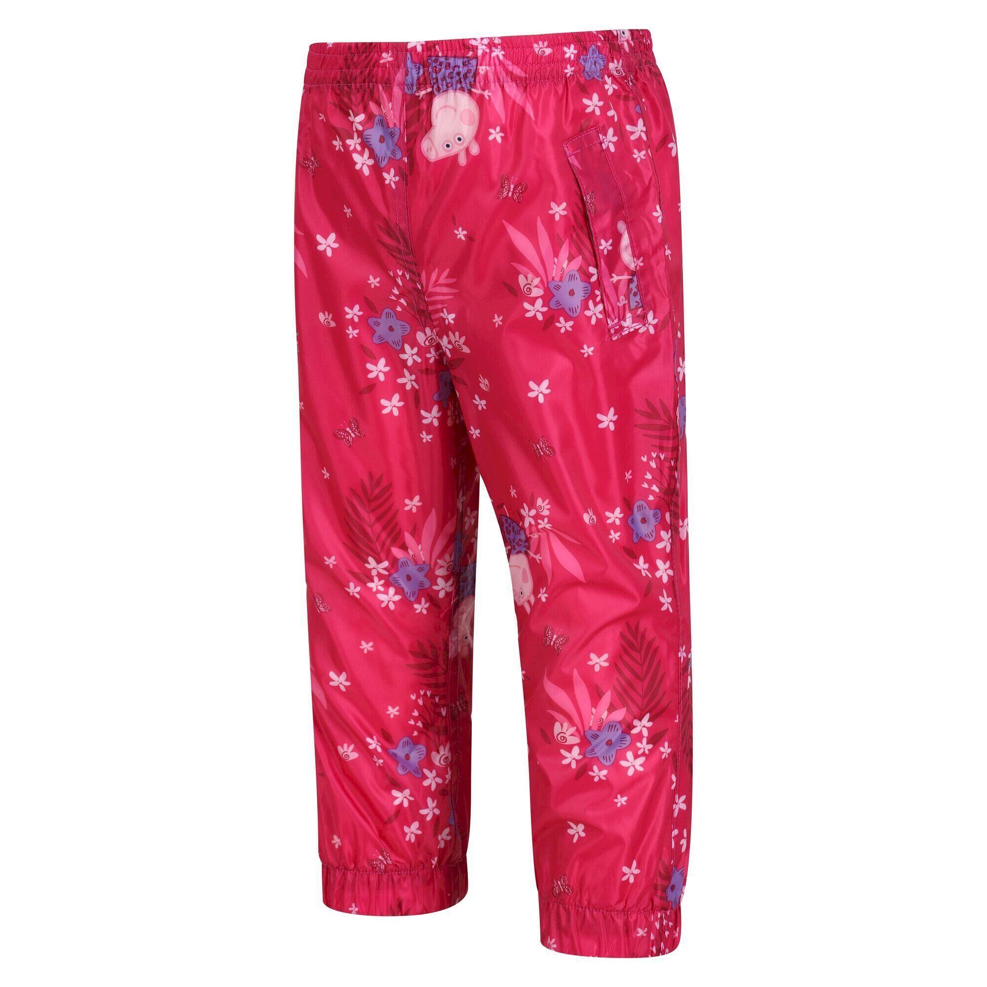 Childrens/Kids Pack It Floral Peppa Pig Waterproof Over Trousers (Pink Fusion) 4/5