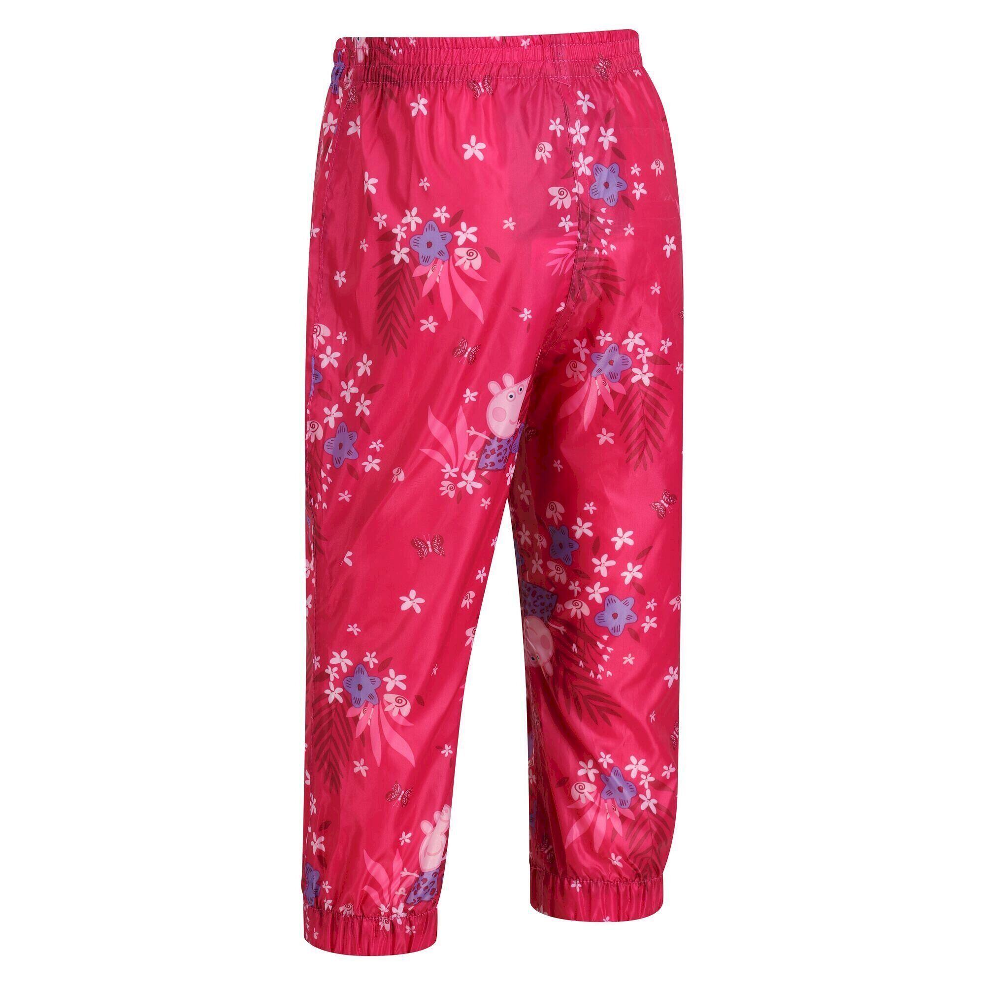 Childrens/Kids Pack It Floral Peppa Pig Waterproof Over Trousers (Pink Fusion) 3/5