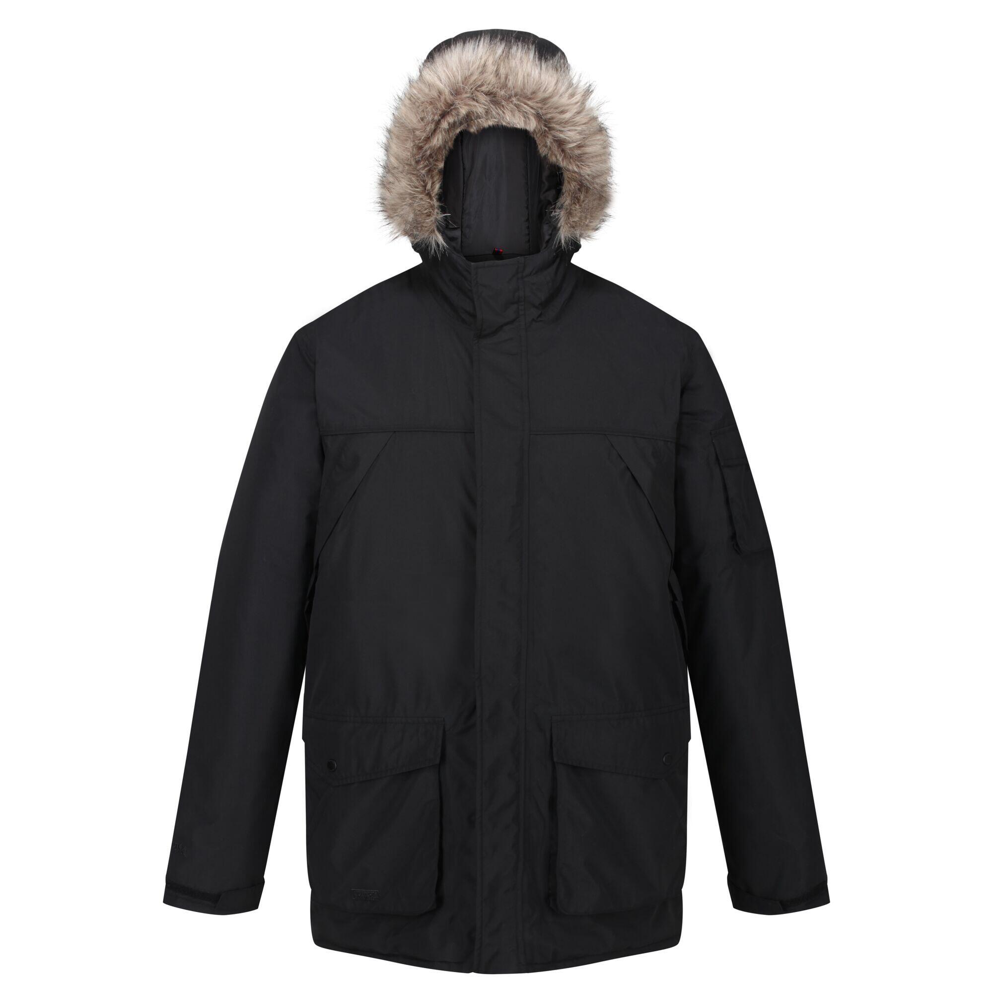 Mens Salinger II Faux Fur Insulated Parka (Black) 1/5