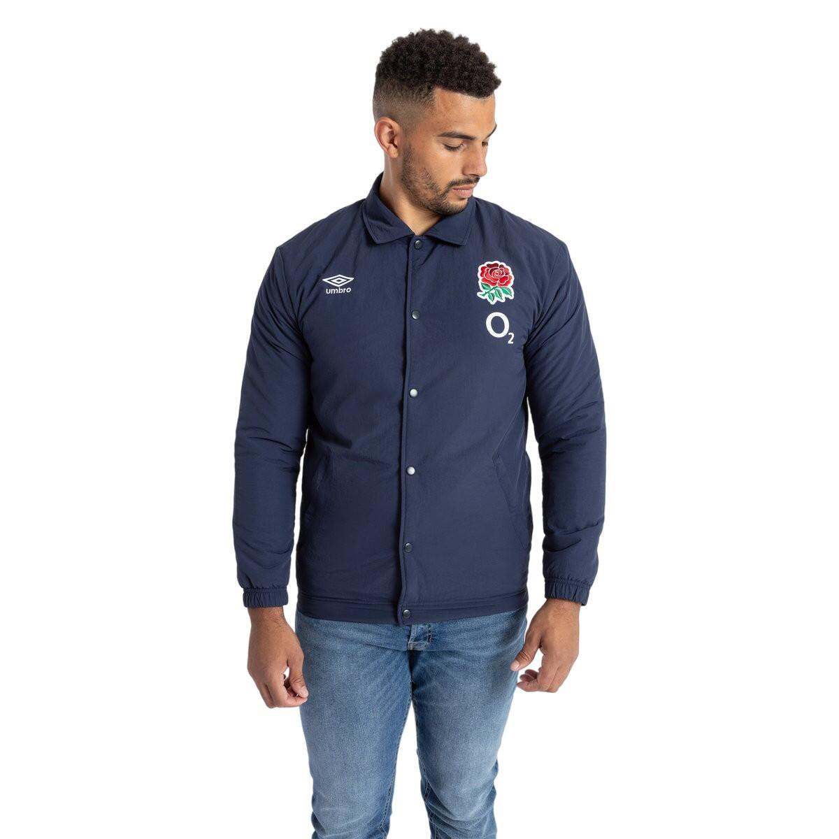 Mens 23/24 England Rugby Coach Jacket (Navy Blazer) 3/4