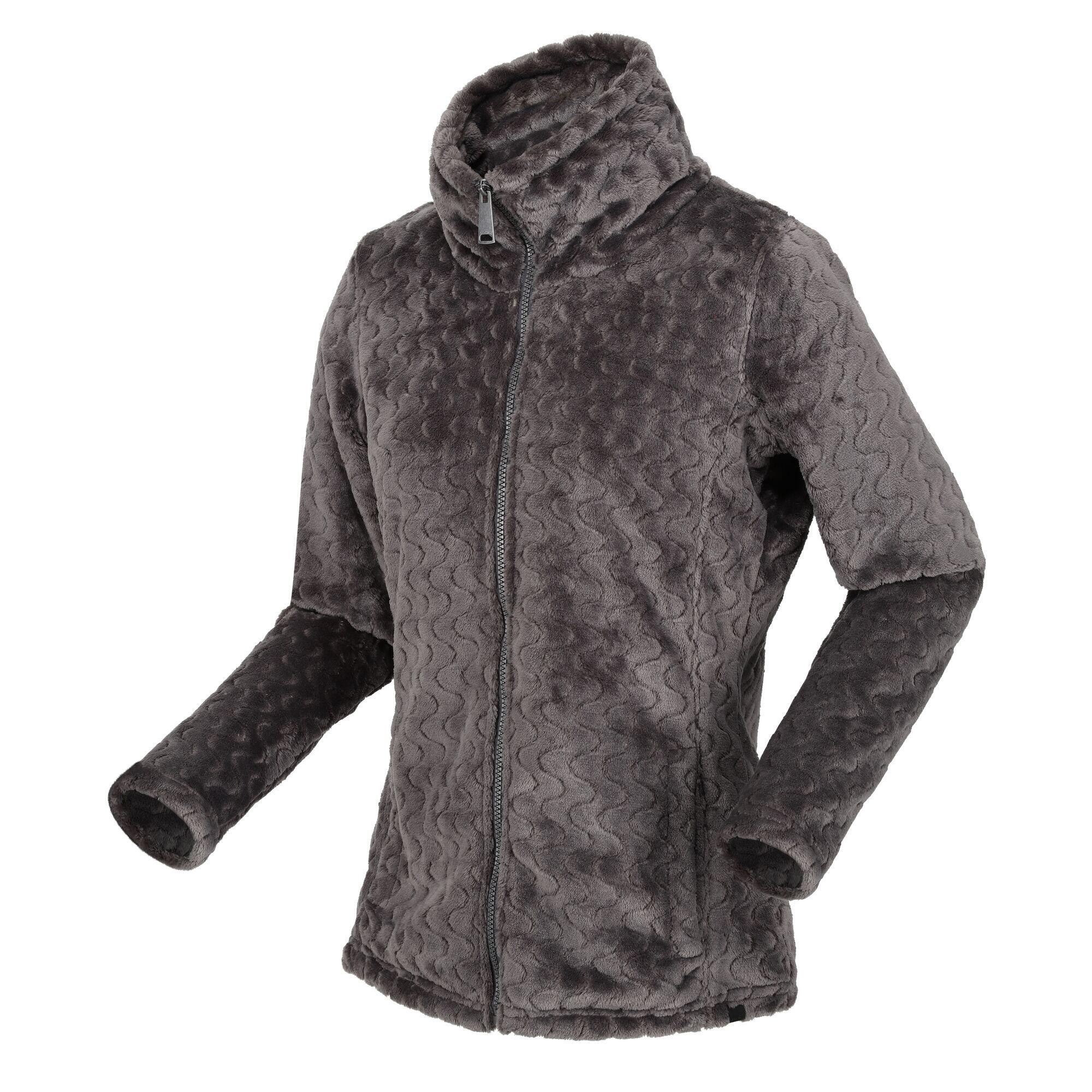 Womens/Ladies Heloise Wavy Fleece Full Zip Fleece Jacket (Dark Grey) 3/5