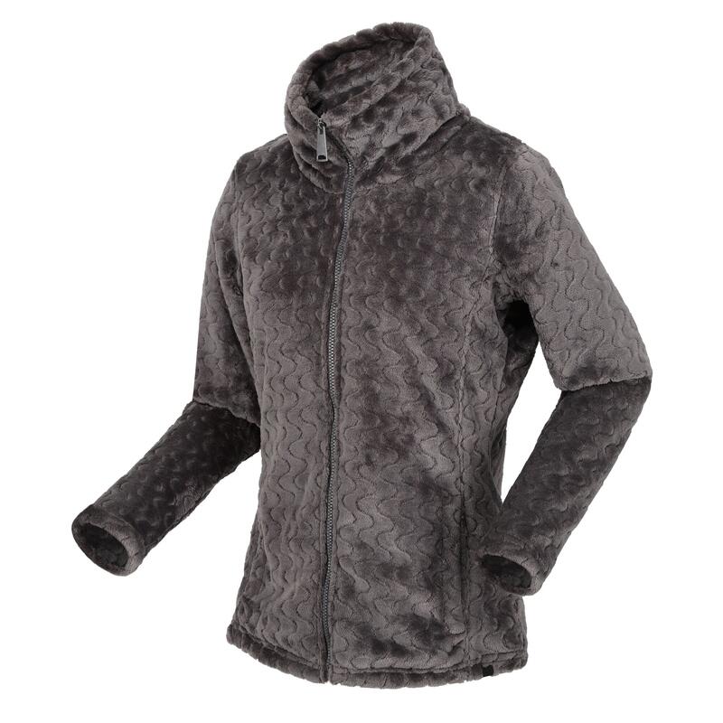 Dames Heloise Wavy Fleece Full Zip Fleecejack (Donkergrijs)