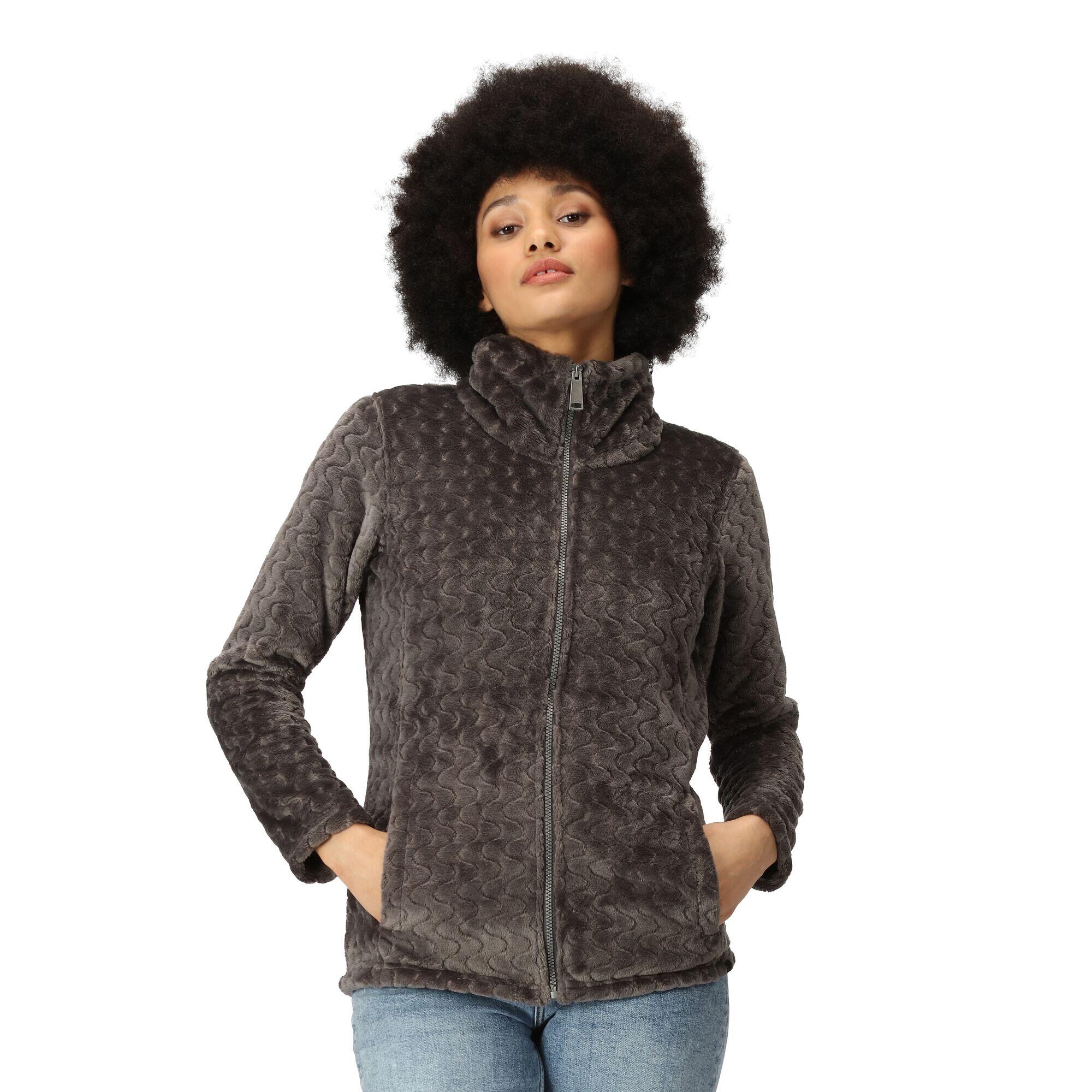 Womens/Ladies Heloise Wavy Fleece Full Zip Fleece Jacket (Dark Grey) 4/5