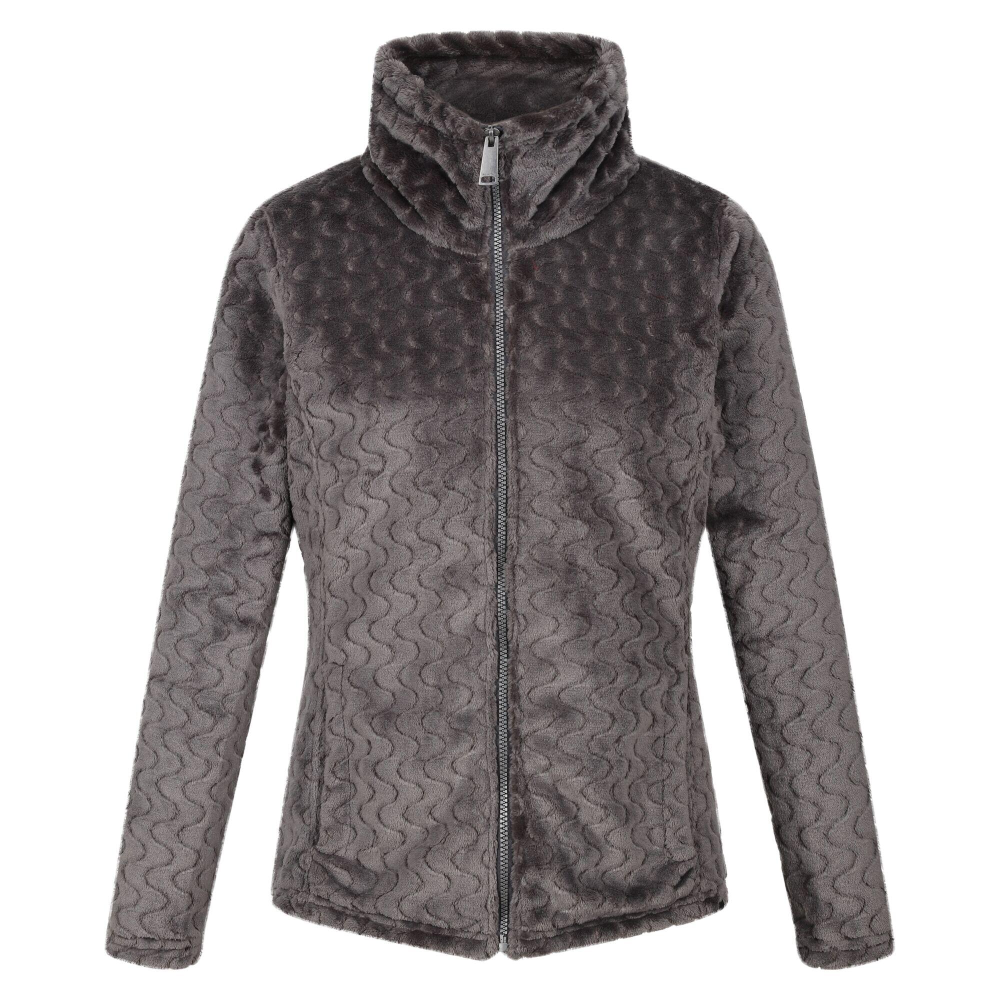 Womens/Ladies Heloise Wavy Fleece Full Zip Fleece Jacket (Dark Grey) 1/5