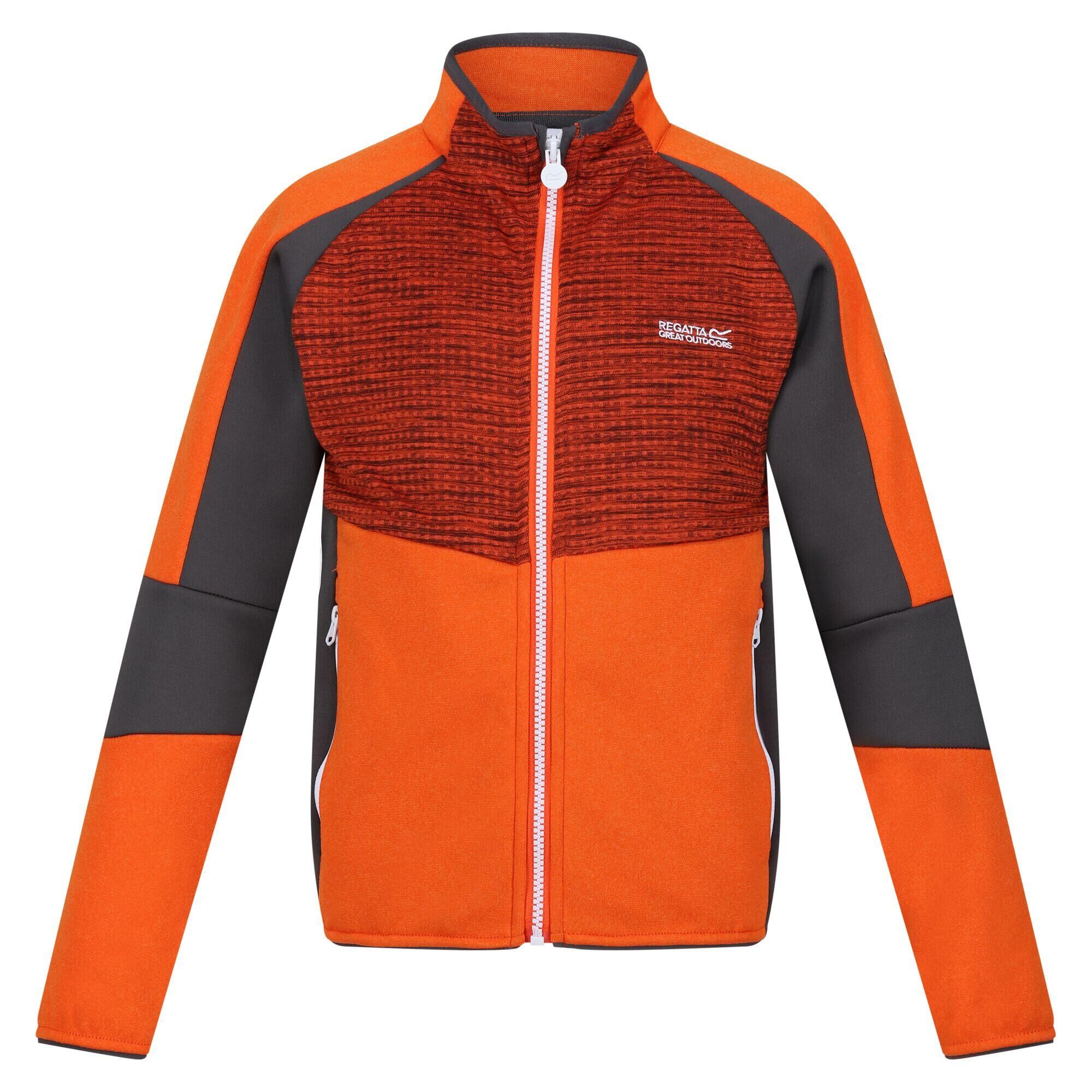 REGATTA Childrens/Kids Oberon VII Marl Full Zip Fleece Jacket (Blaze Orange/Seal Grey)