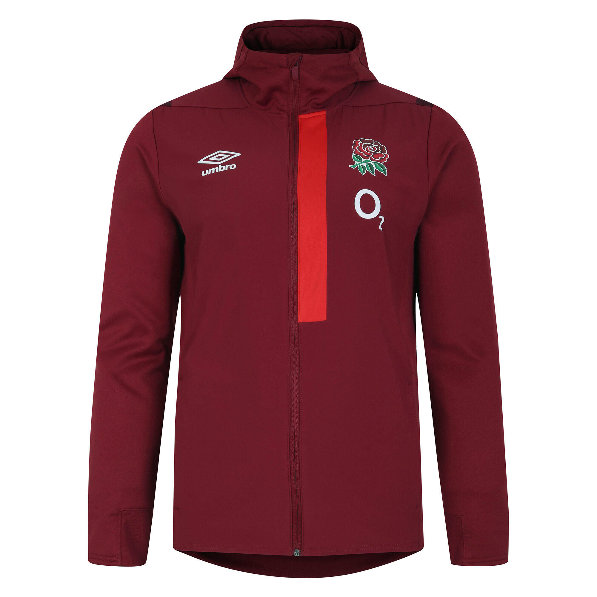 UMBRO Mens 23/24 England Rugby Hooded Jacket (Tibetan Red/Zinfandel/Flame Scarlet)