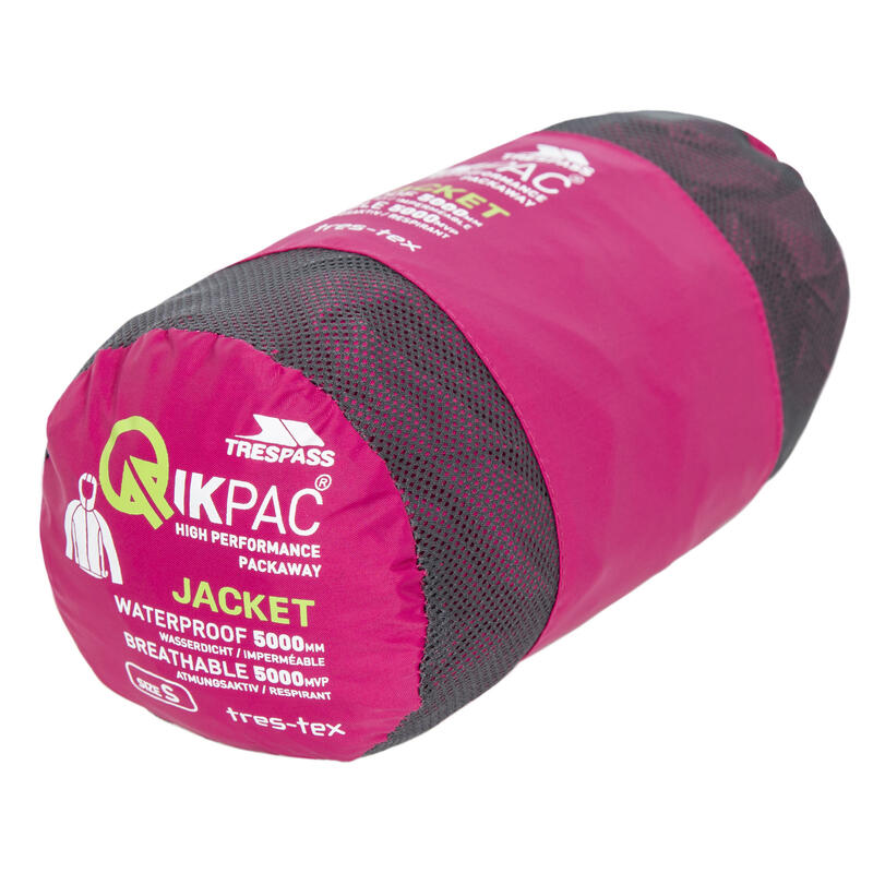 Coupevent Pliable QIKPAC Unisexe (Rose Foncé/noir)