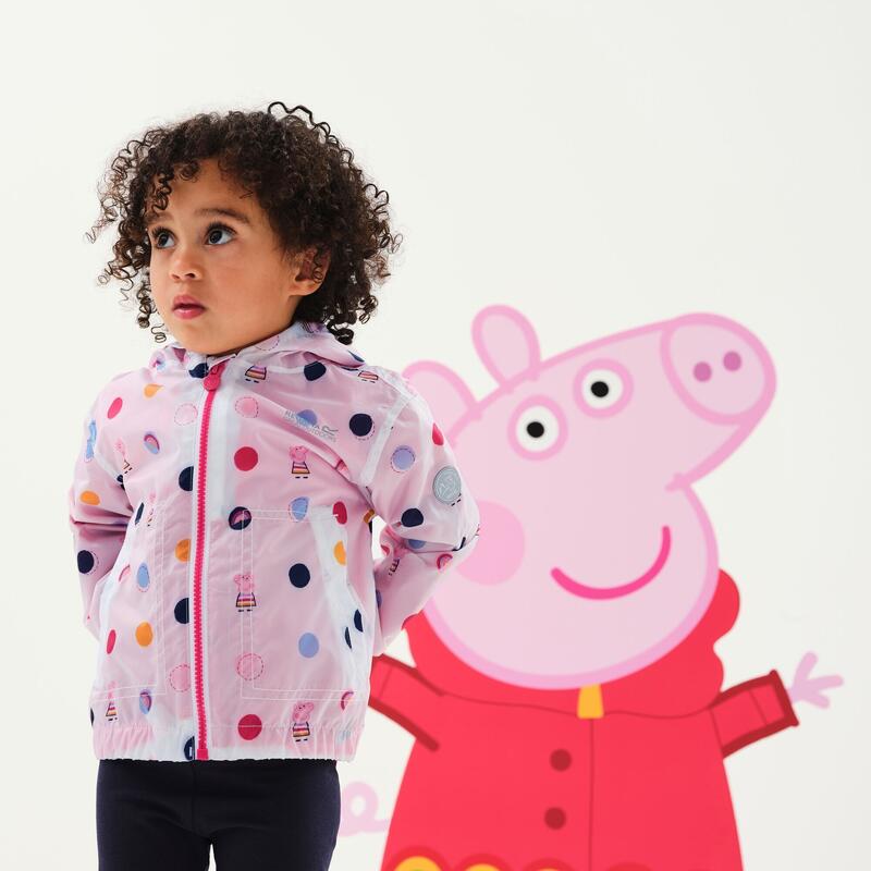 Kinder/Kinderen Peppa Pig Polka Dot Waterdichte Jas met Kap (Lichtroze)